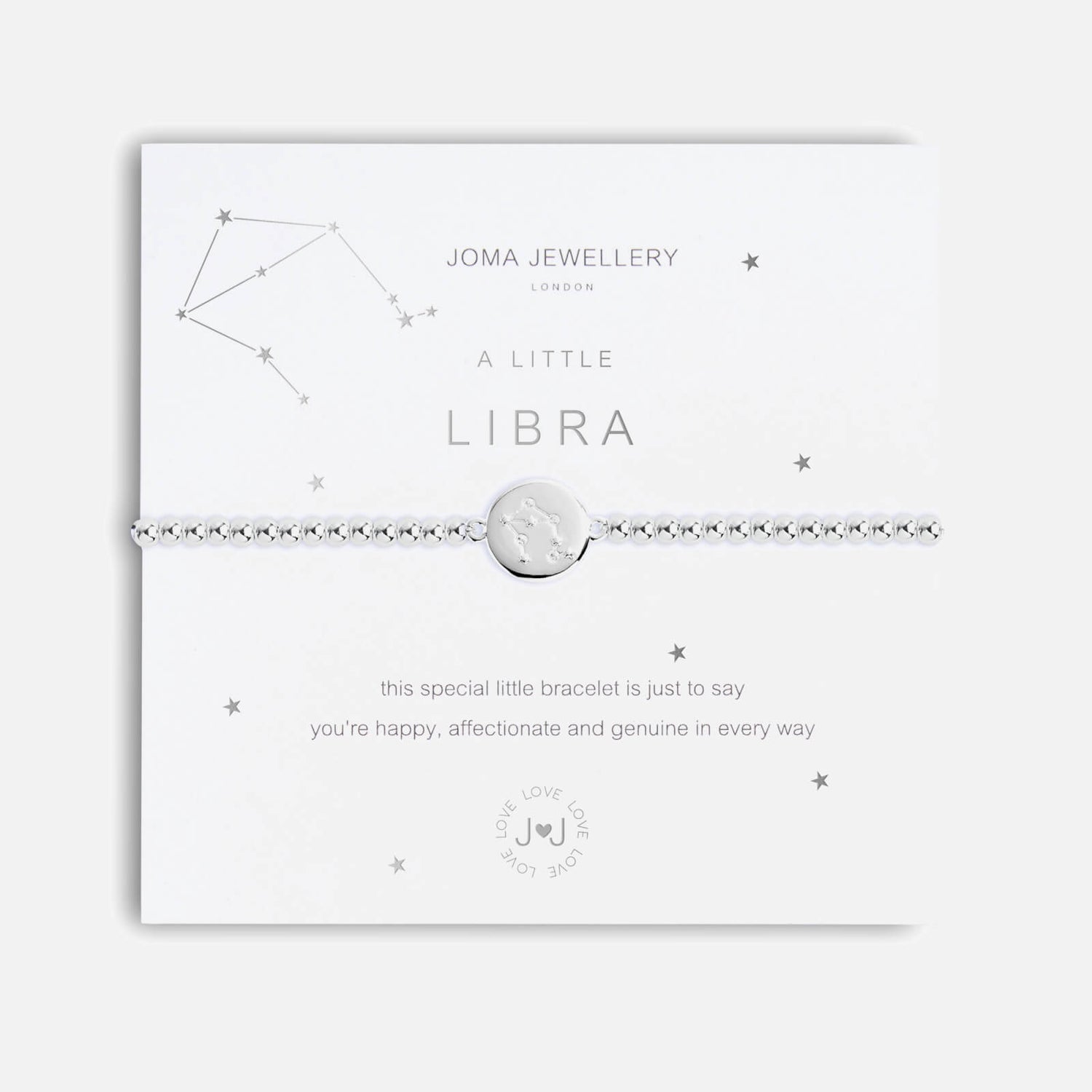 Joma Jewellery Women's A Little Libra Silver Bracelet Stretch - Silver