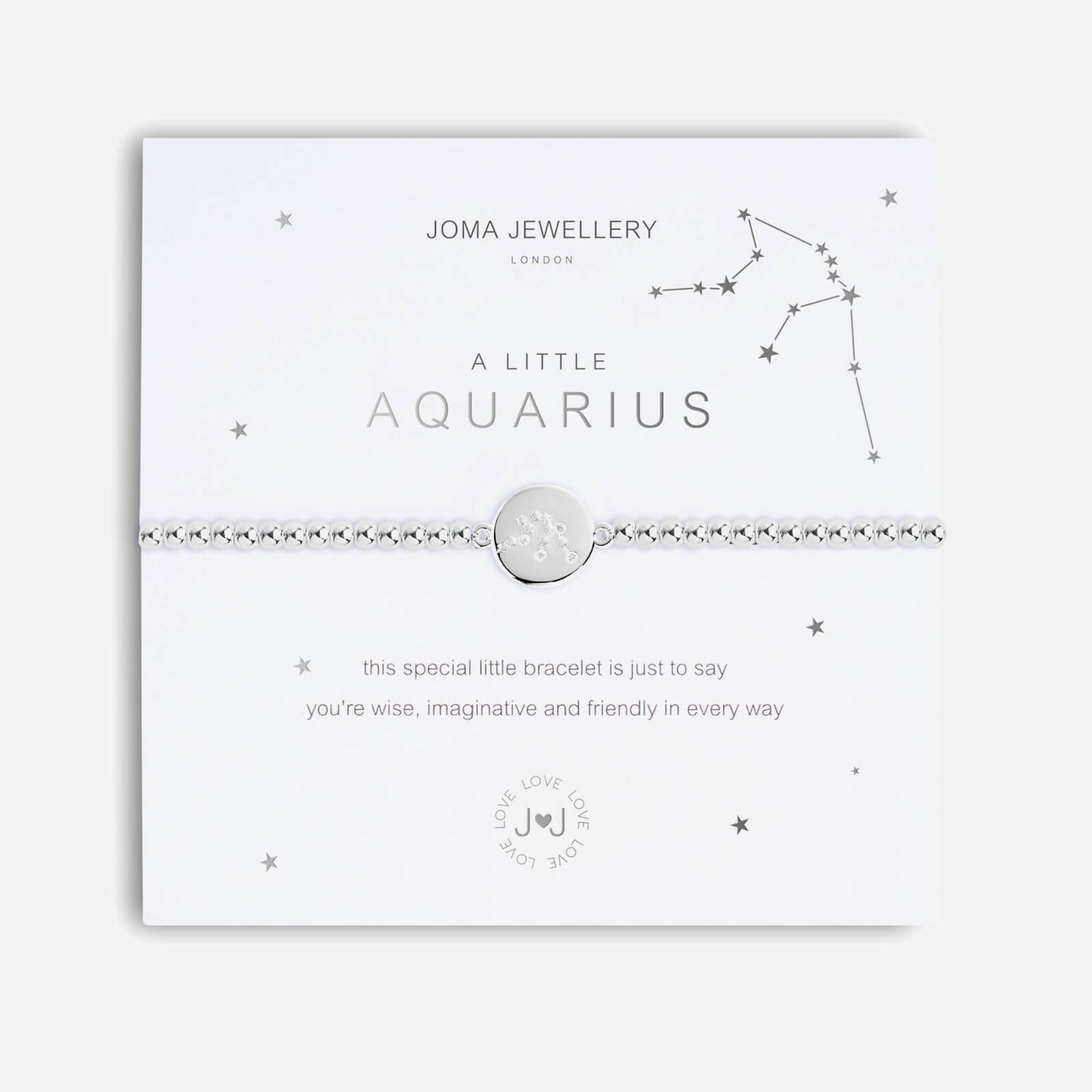 Joma Jewellery Women's A Little Aquarius Silver Bracelet Stretch - Silver