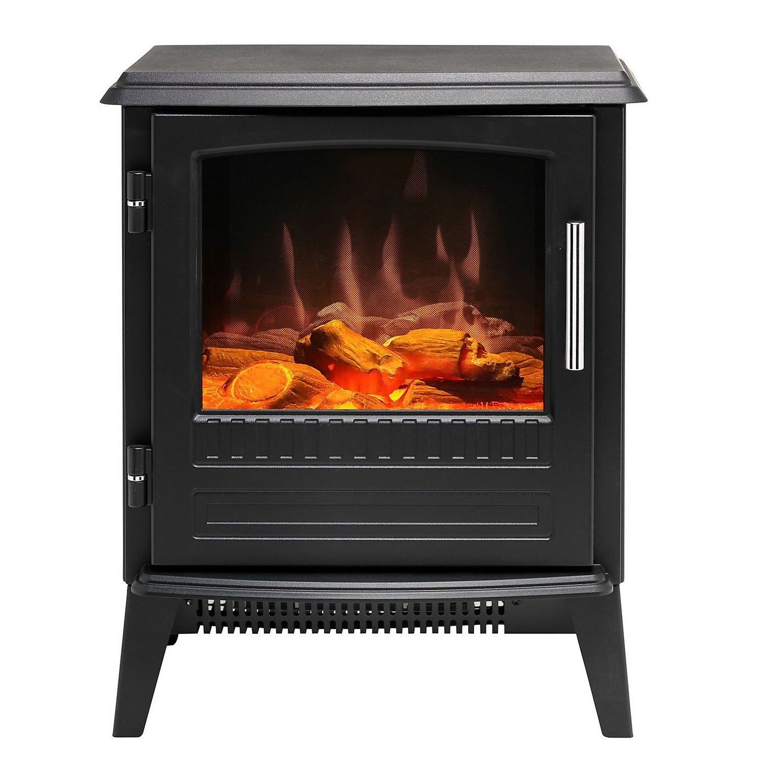 Dimplex Bari Optiflame® Freestanding Electric Stove with Realistic Log Bed  u0026 LED Flame Effect - Black | Homebase