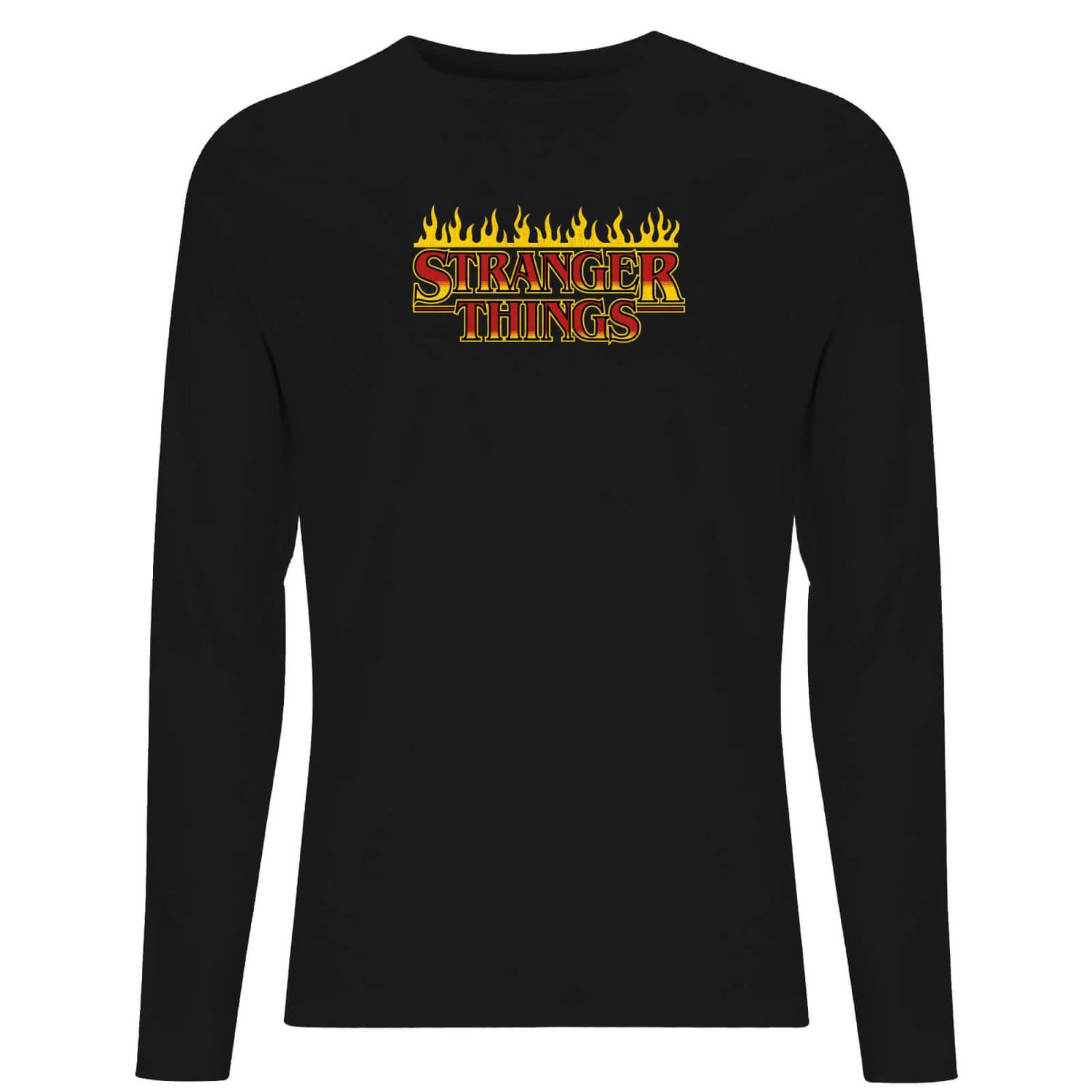 Camiseta de manga larga unisex Stranger Things Flames Logo - Negro