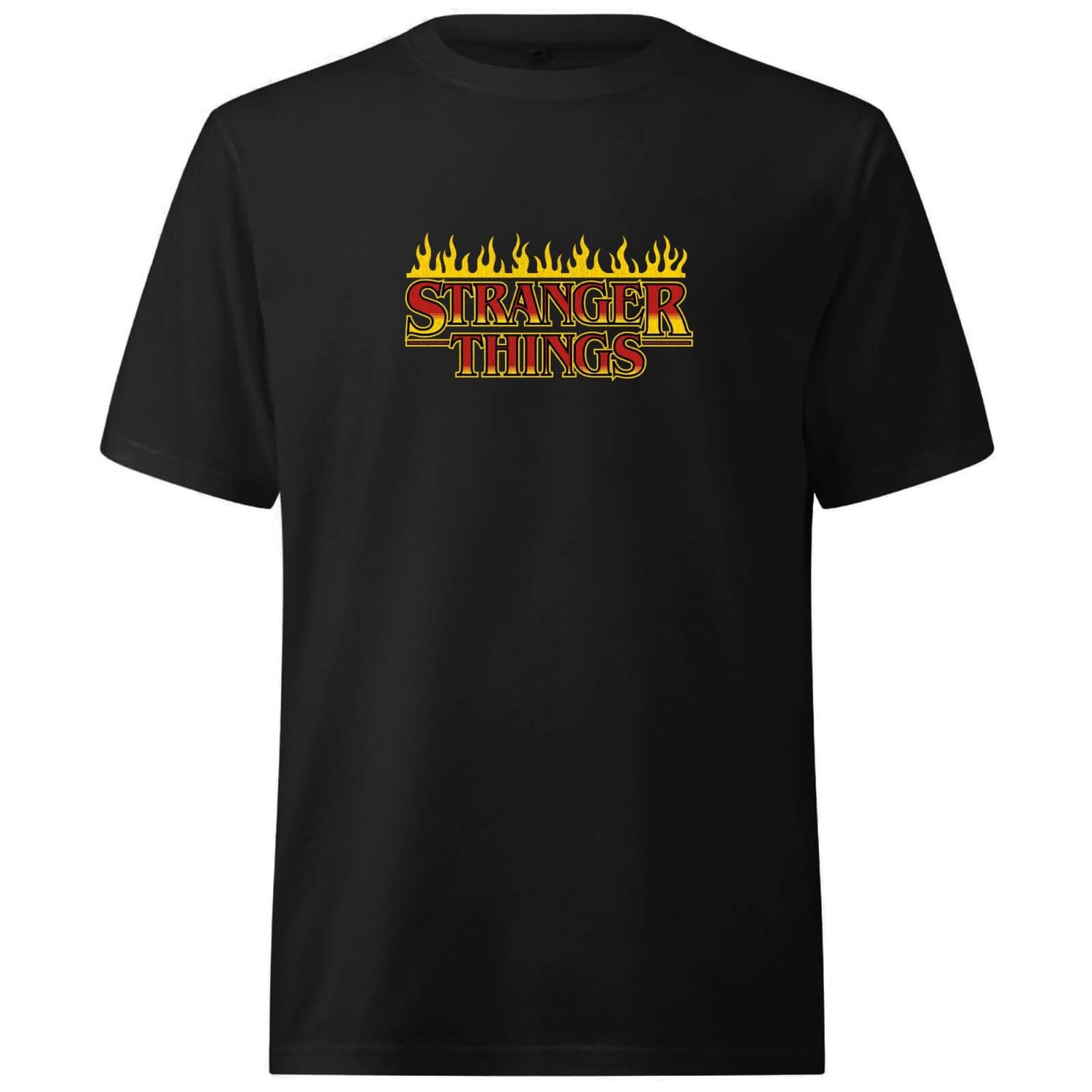 Stranger Things Flames Logo Oversized Heavyweight T-Shirt - Black
