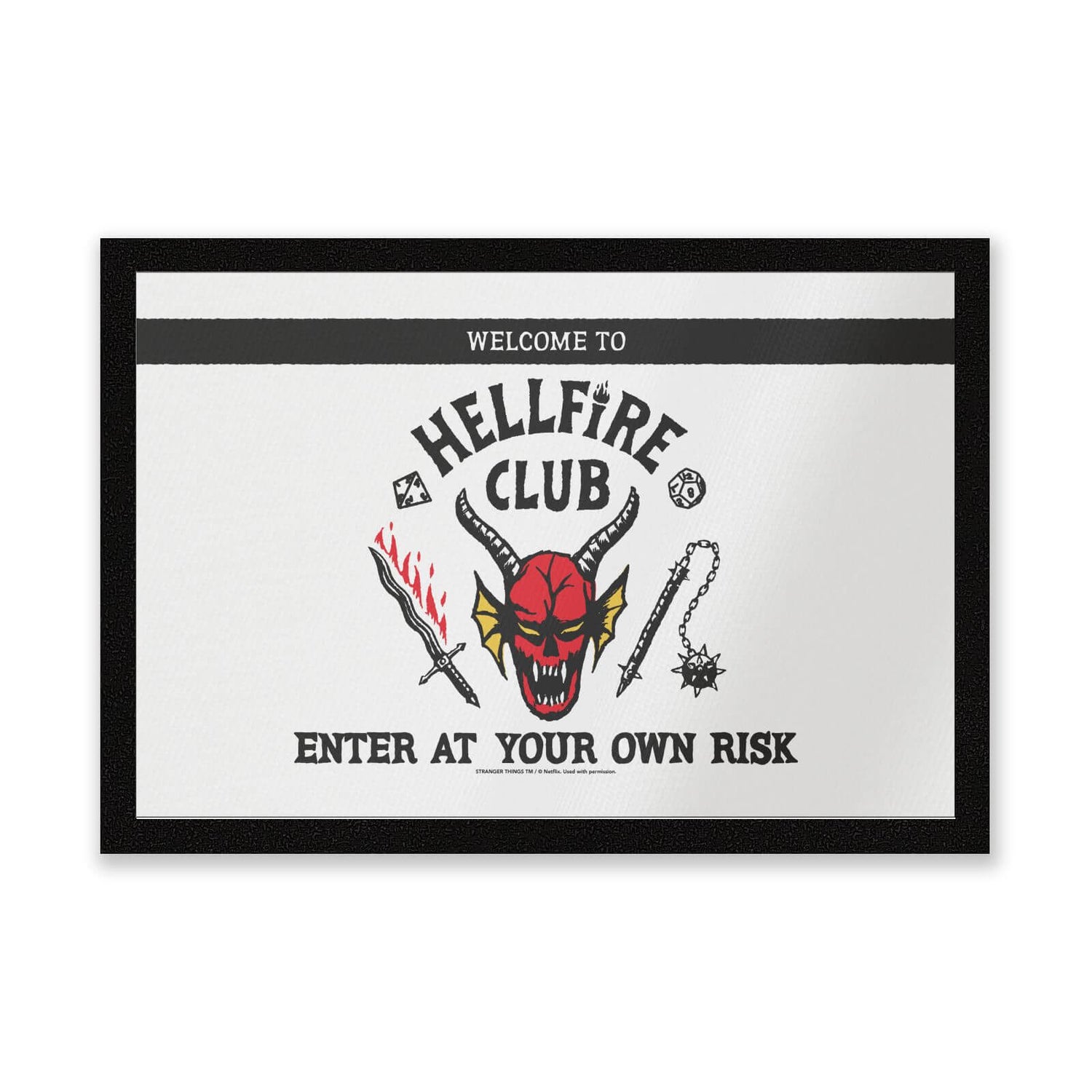 Alfombrilla de entrada de Stranger Things Welcome To The Hellfire Club