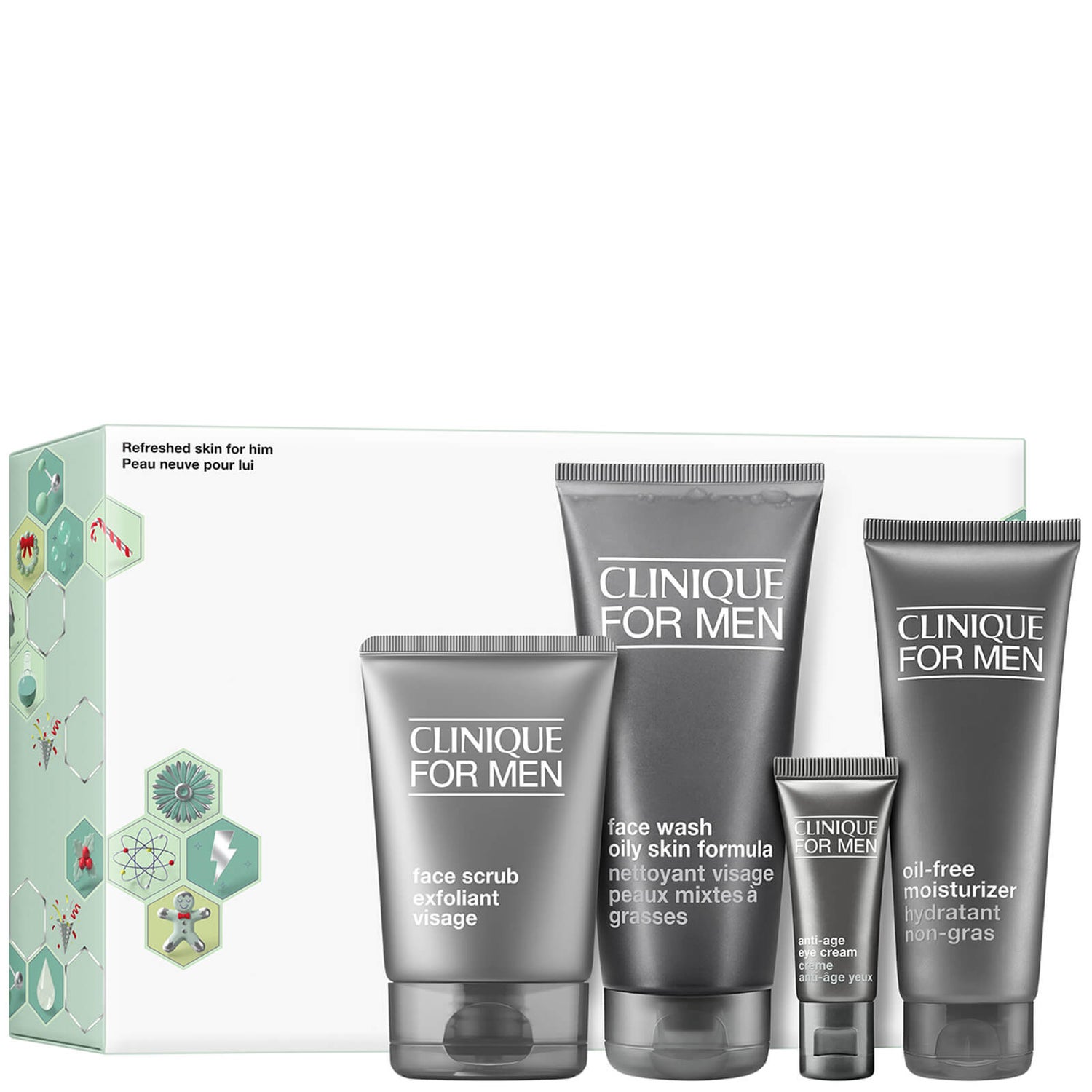 Clinique For Men Great Skin Essentials Skincare Gift Set for Oily Skin Types (Worth £100.00)