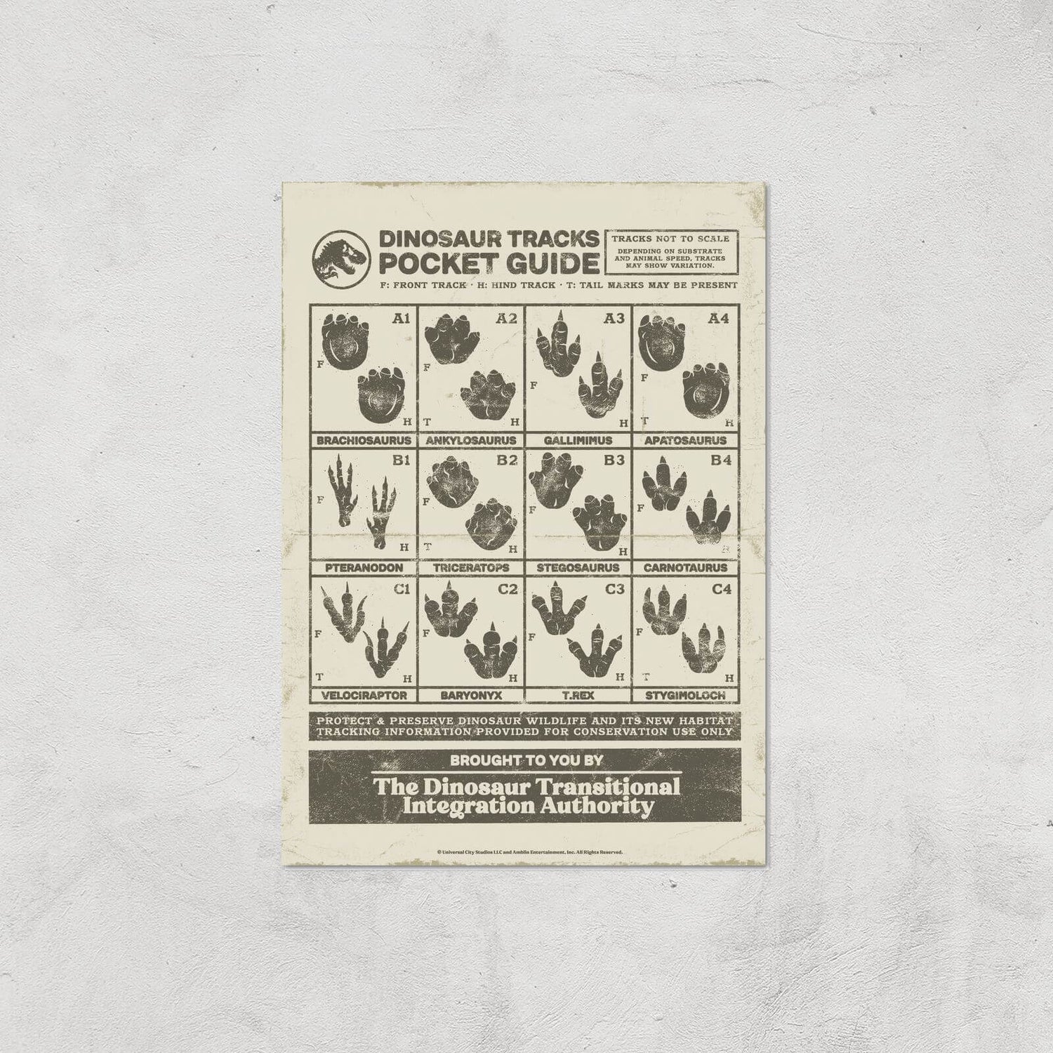 Jurassic World Dino Tracks Pocket Guide Giclee Art Print - A2 - Print Only