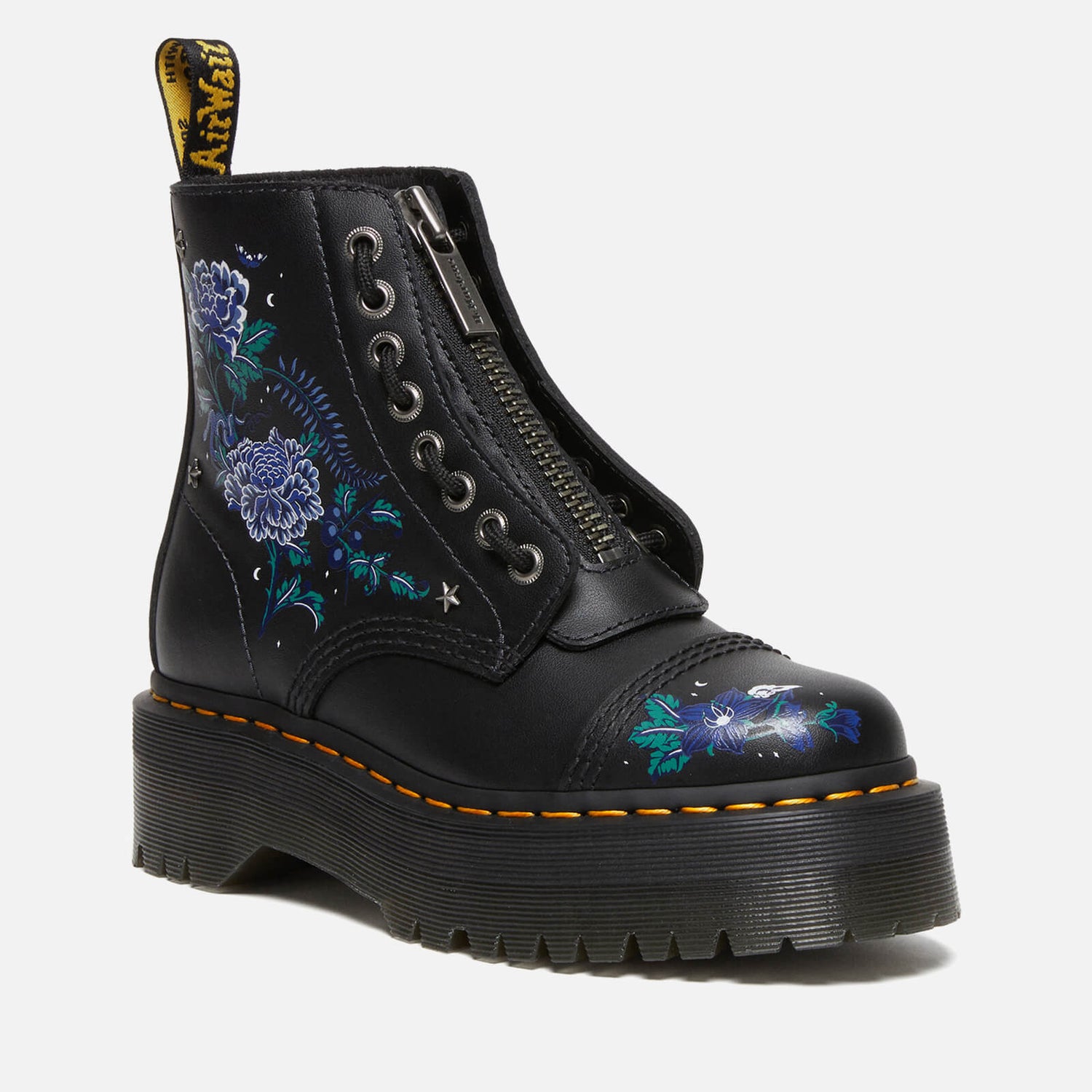 Dr. Martens Women's Sinclair Floral-Embroidered Leather Ankle Boots - UK 4