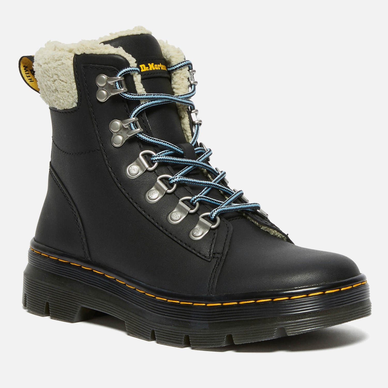 Dr. Martens Combs Tech Faux Fur-Lined Leather Hiking Boots - UK 3