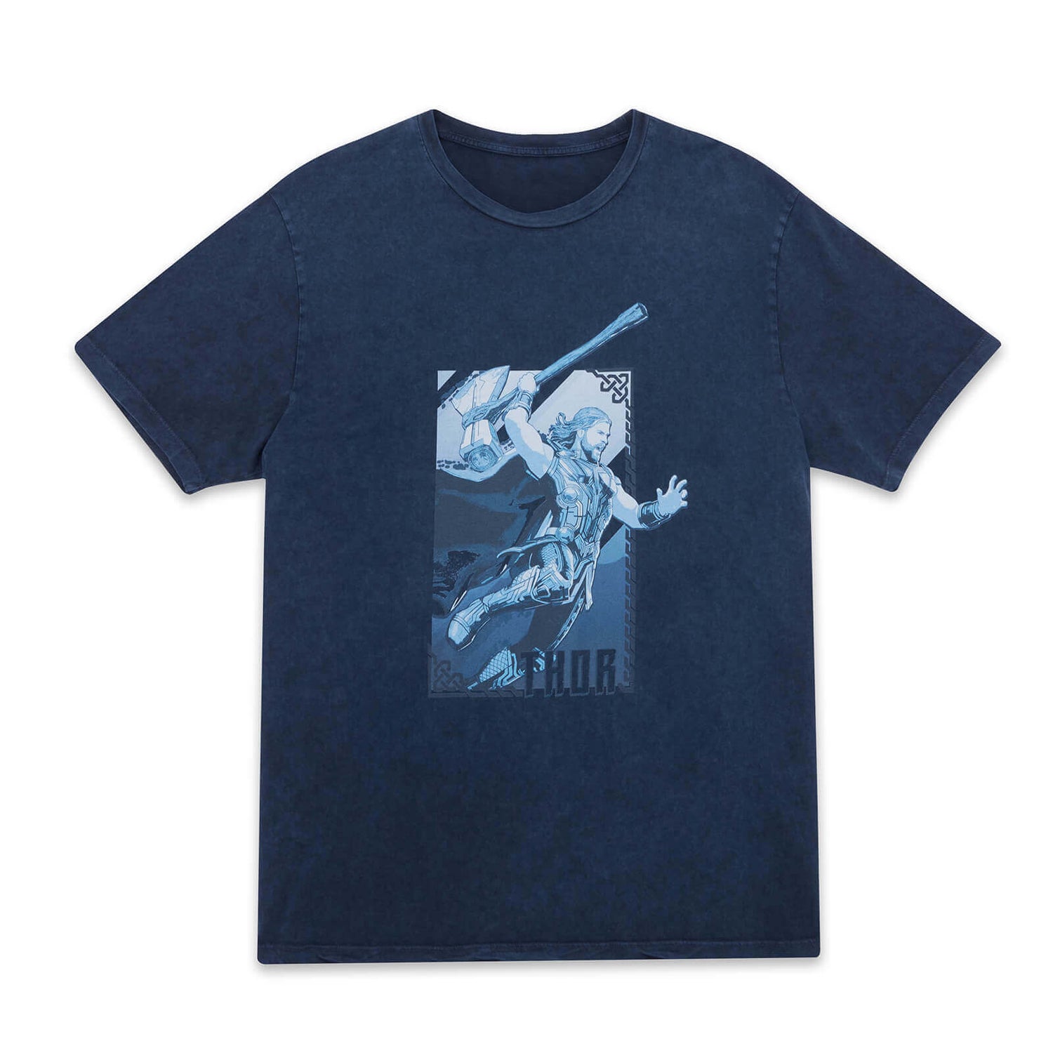 Marvel Thor - Love and Thunder Pose Unisex T-Shirt - Navy Acid Wash