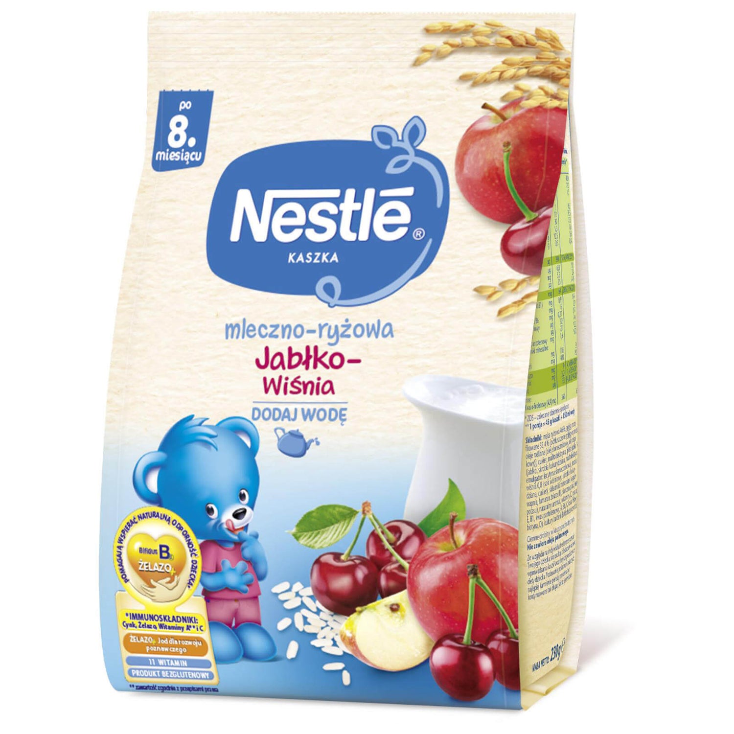 Nestlé Kaszka mleczno-ryżowa Jabłko Wiśnia - 230g