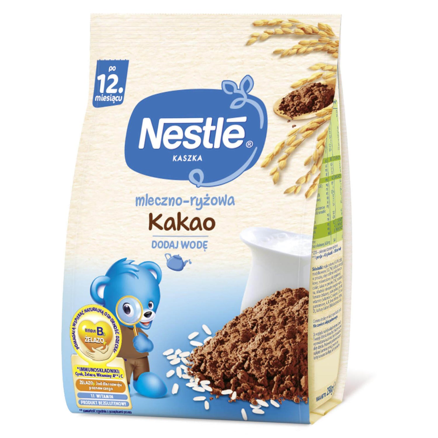 Nestlé Kaszka mleczno-ryżowa Kakao- 230g