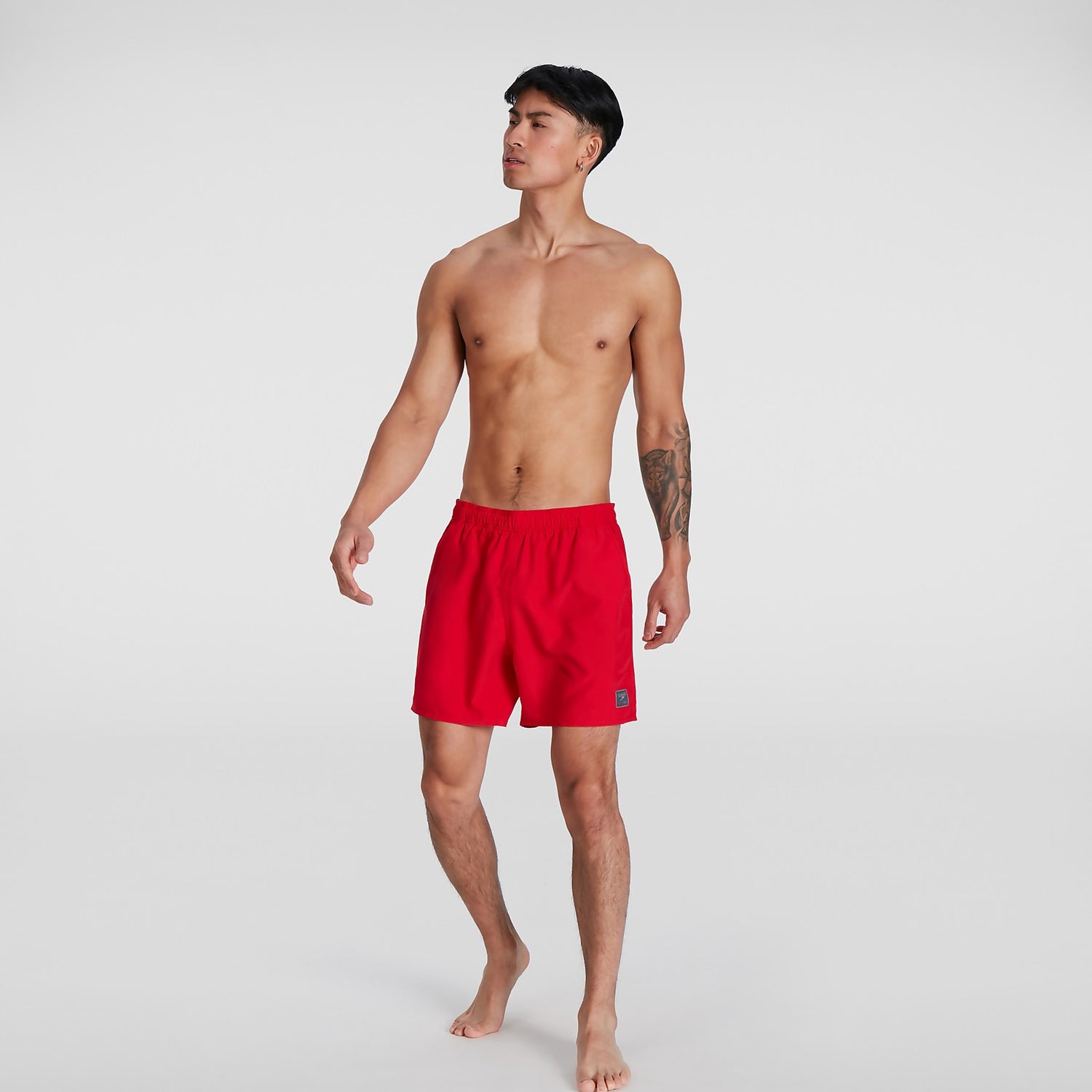 Red best sale speedo shorts