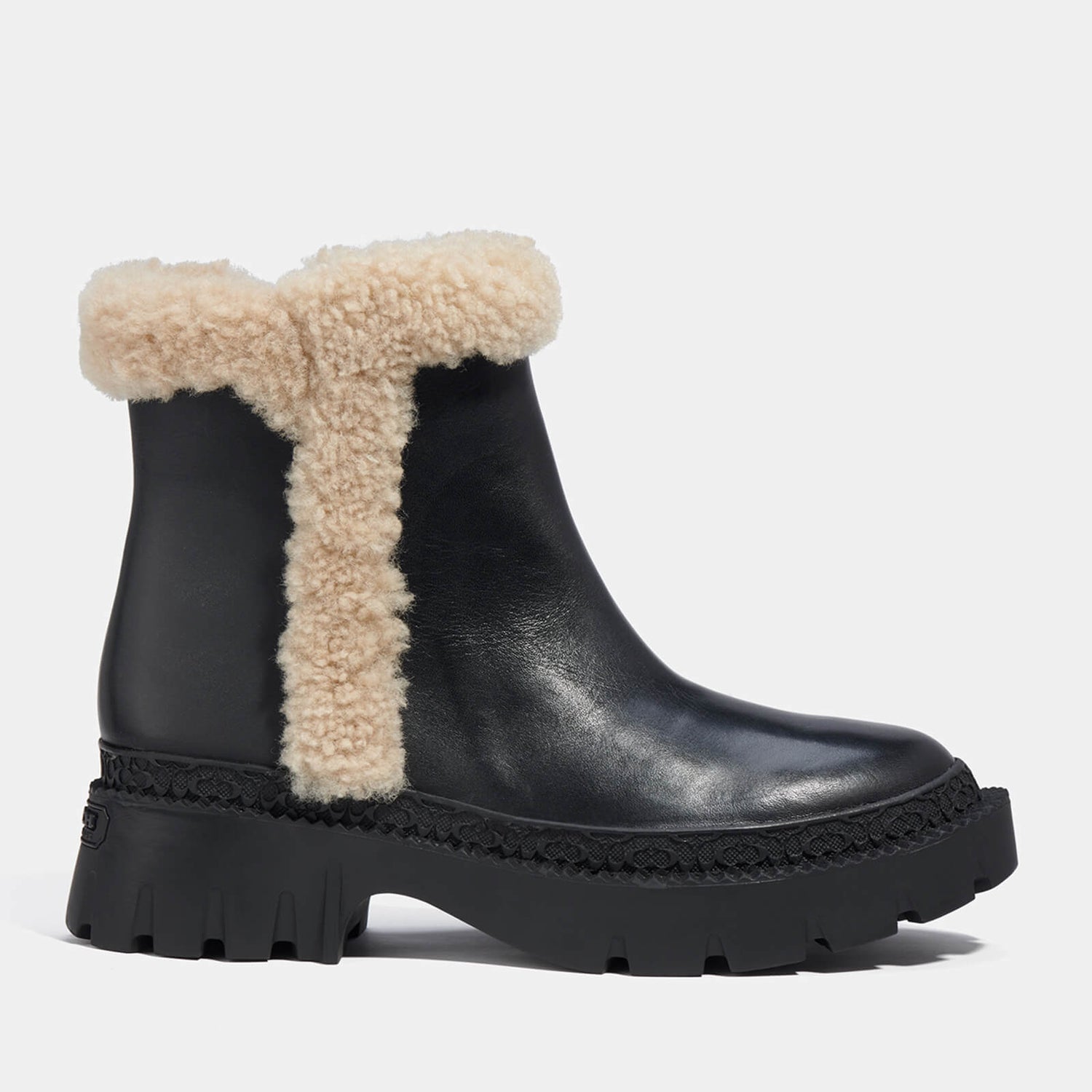 Coach Jane Leather and Shearling Chelsea Boots - UK 3