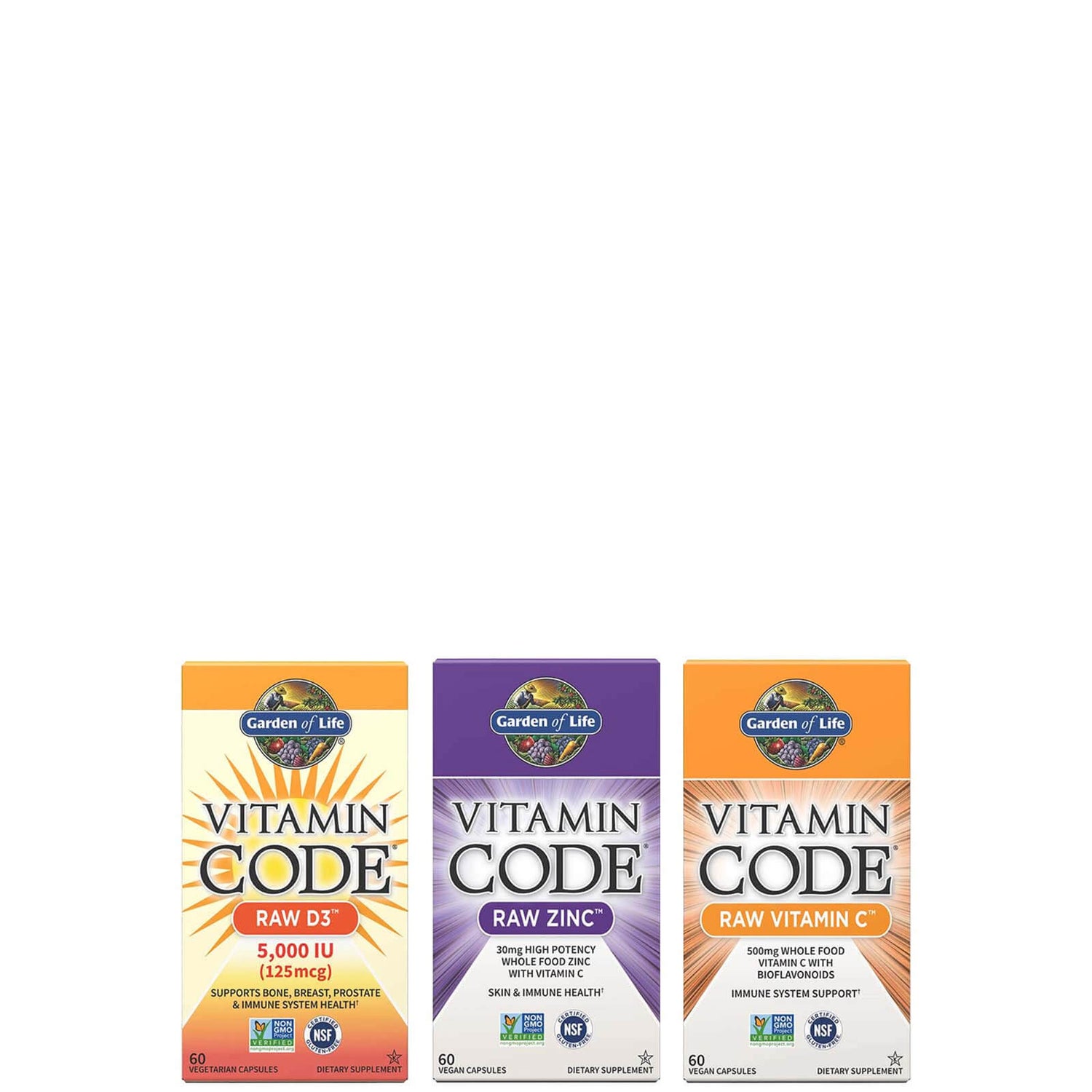 Garden of Life Vitamin Code x3 Bundle – Zinc, Vitamin C & Vitamin D