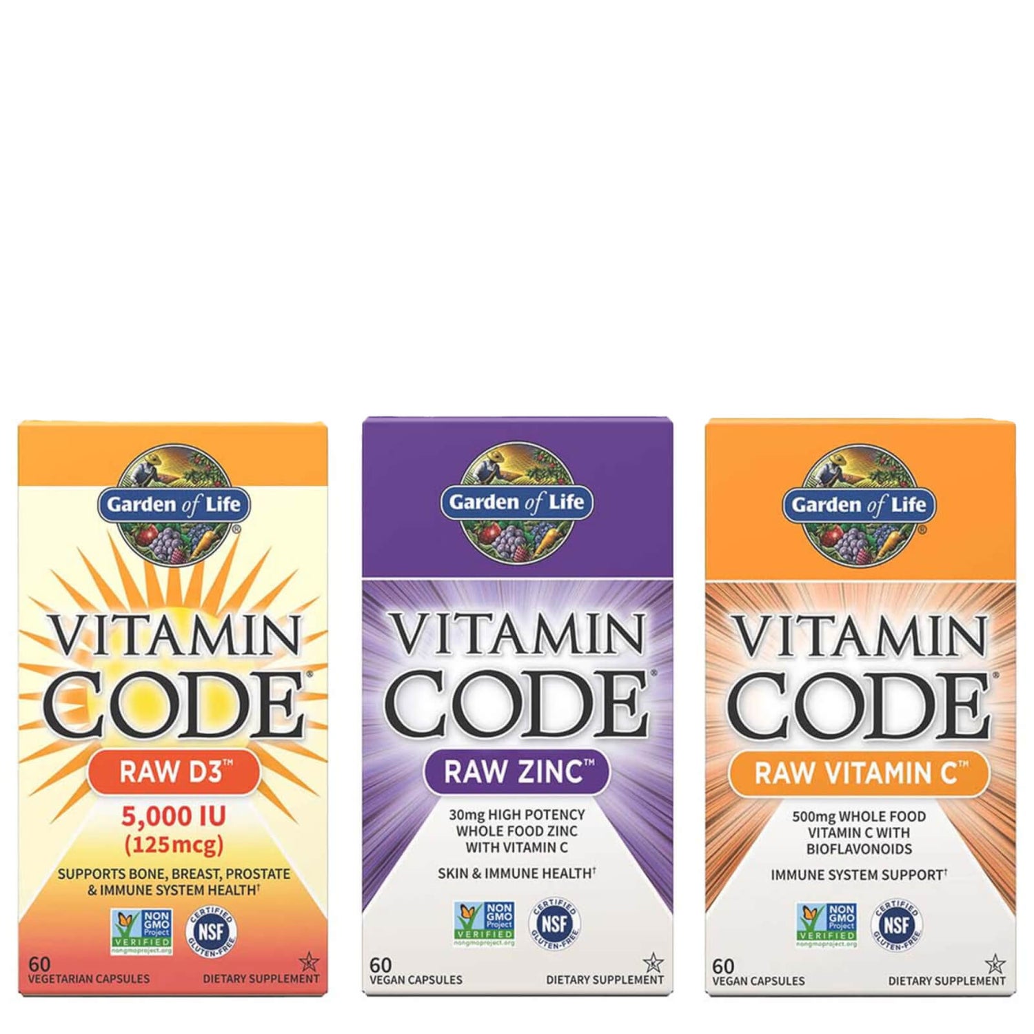 Vitamine Code x3 Bundel - Zink, Vitamine C & Vitamine D