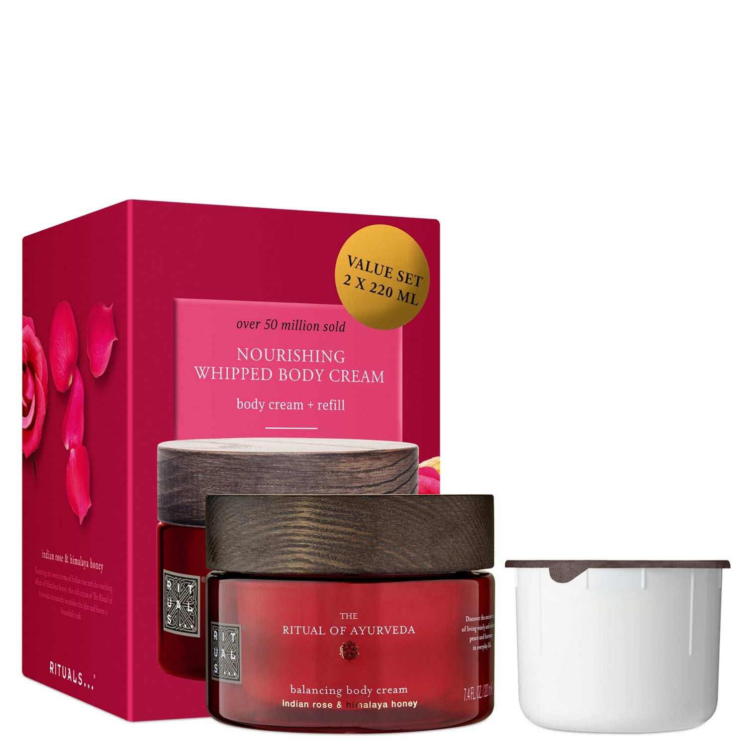 Rituals The Ritual of Ayurveda Sweet Almond & Indian Rose Moisturising Body Cream and Refill Pack 2 x 220ml