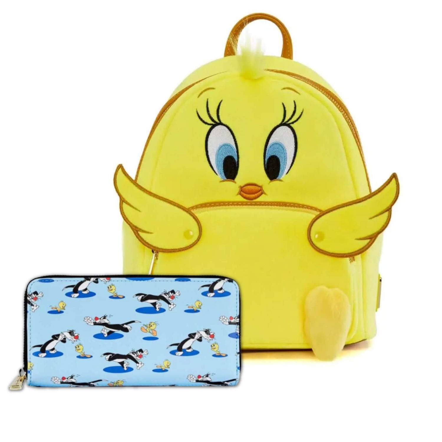 Loungefly Looney Tunes Tweety Plush Mini Backpack and Tweety & Sylvester Aop Zip Wallet