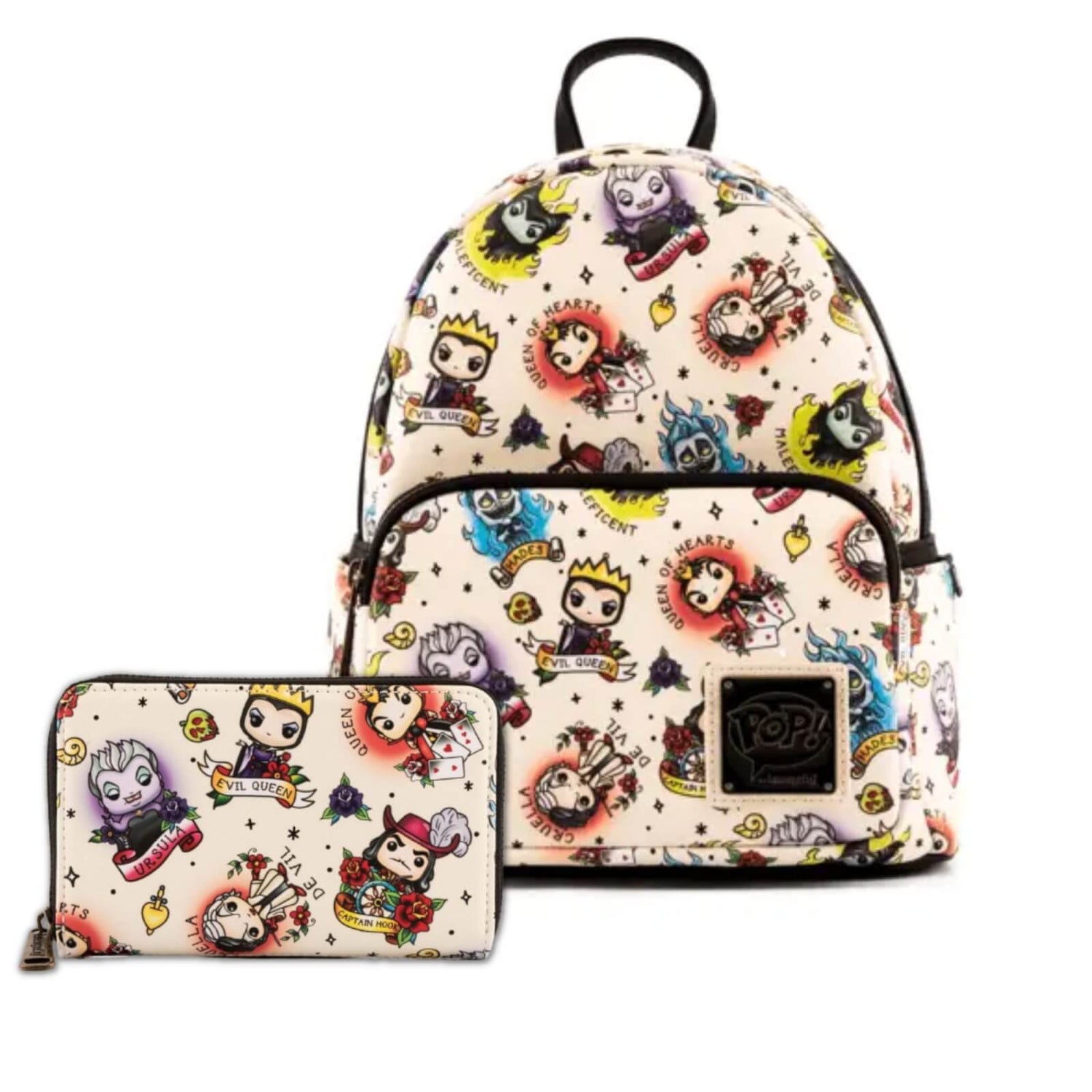 Loungefly Disney Villains Tattoo Aop Backpack and Wallet