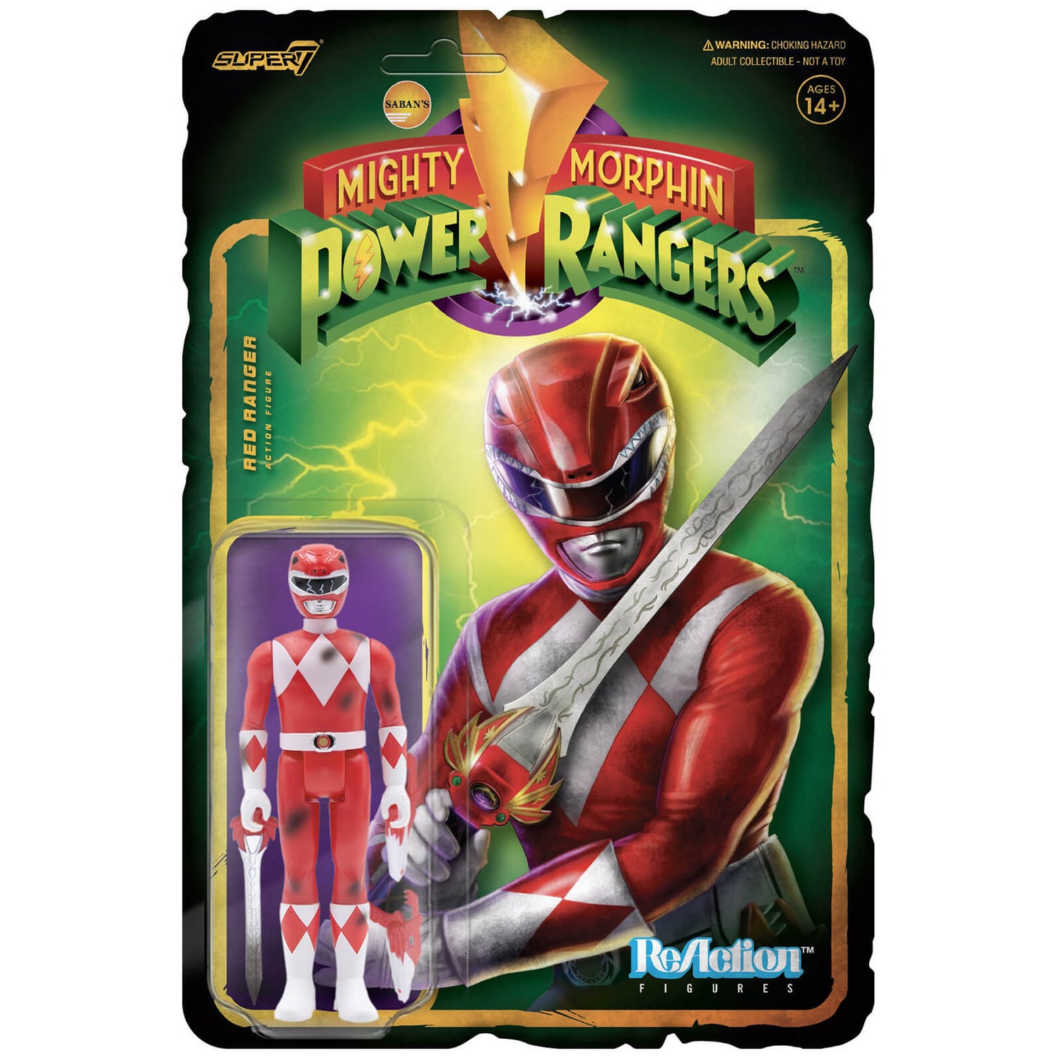 Super7 Mighty Morphin' Power Rangers Reaction Figure - Red Ranger (Battle Damaged)