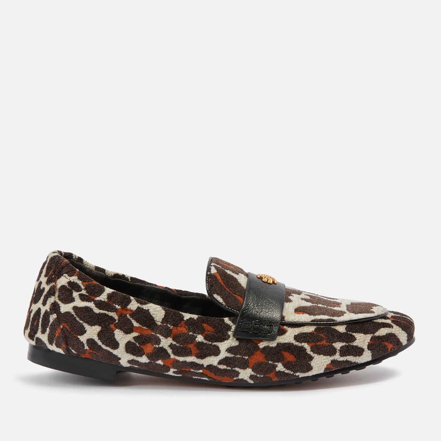 Tory Burch Leopard Print Leather and Velvet Ballet Shoes 