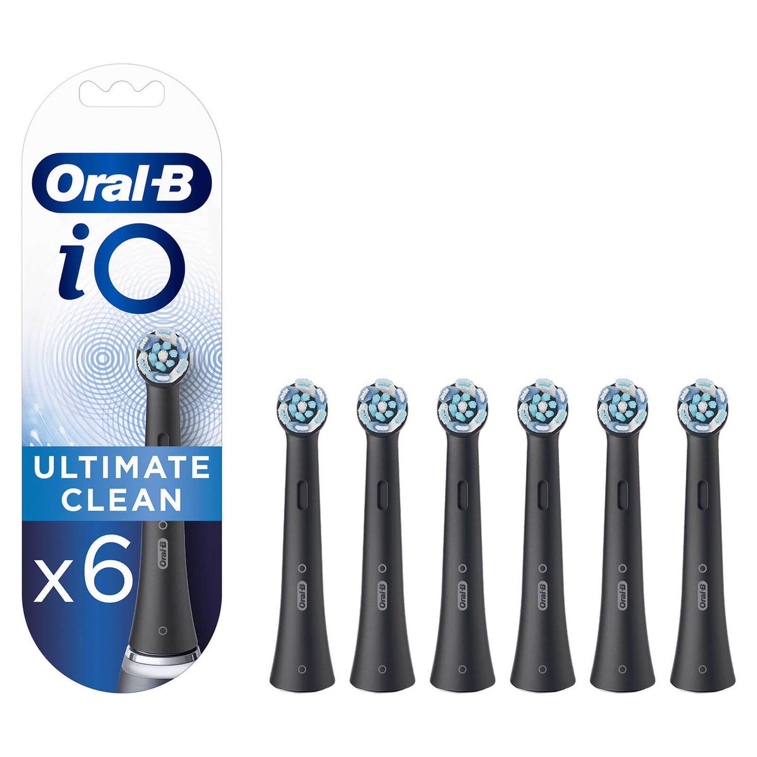 Oral-B iO Ultimate Clean Black Brush Heads, 6 Pieces