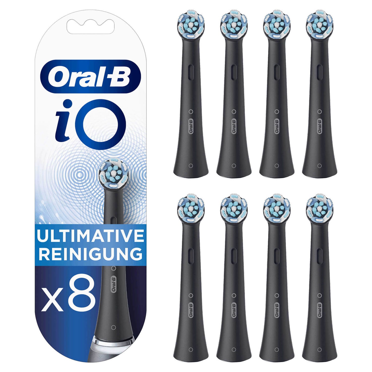 Oral-B iO Ultimate Clean Black Brush Heads, 8 Pieces