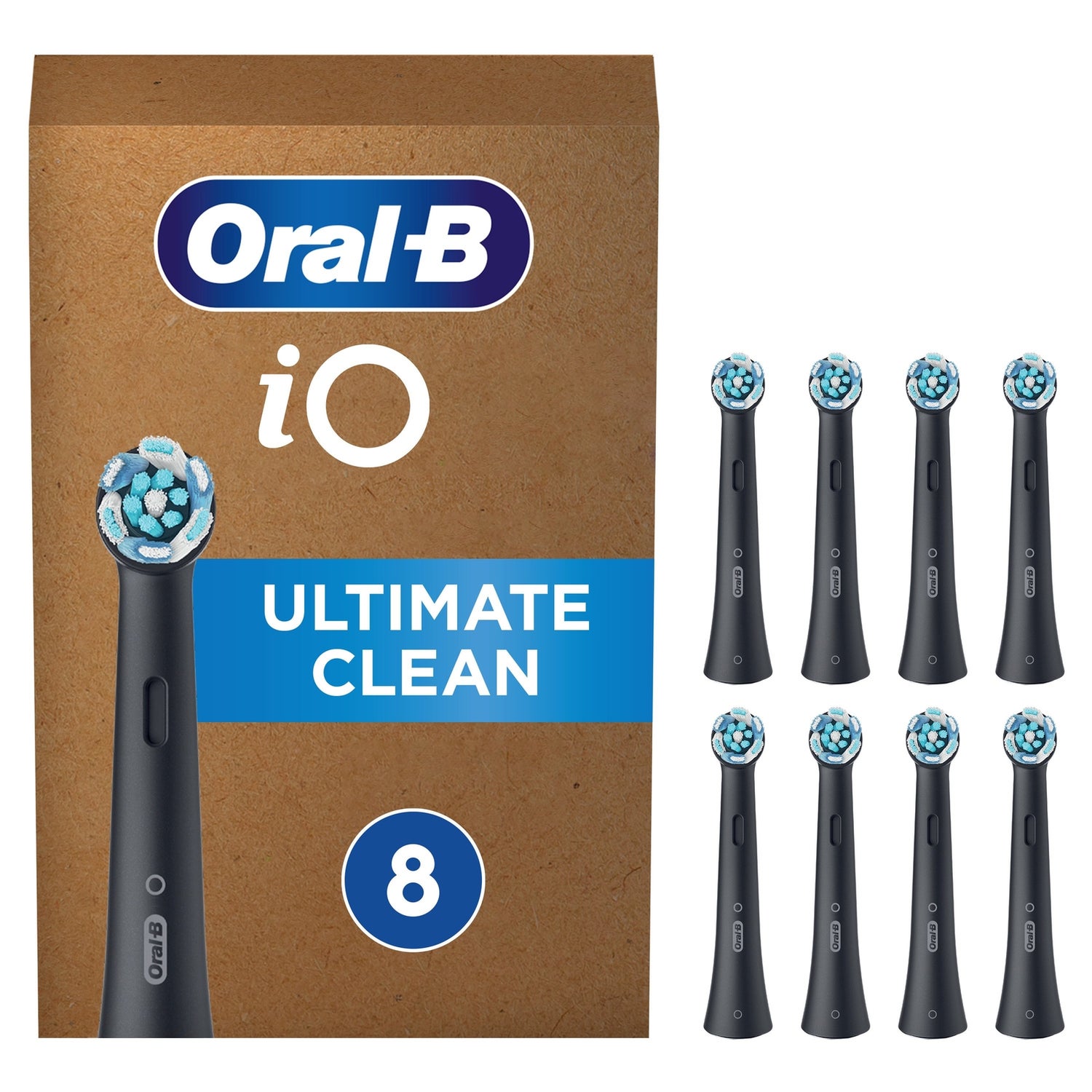 Oral B iO Ultimate Clean Black Toothbrush Heads - Pack of 8 Counts, Suitable for Mailbox