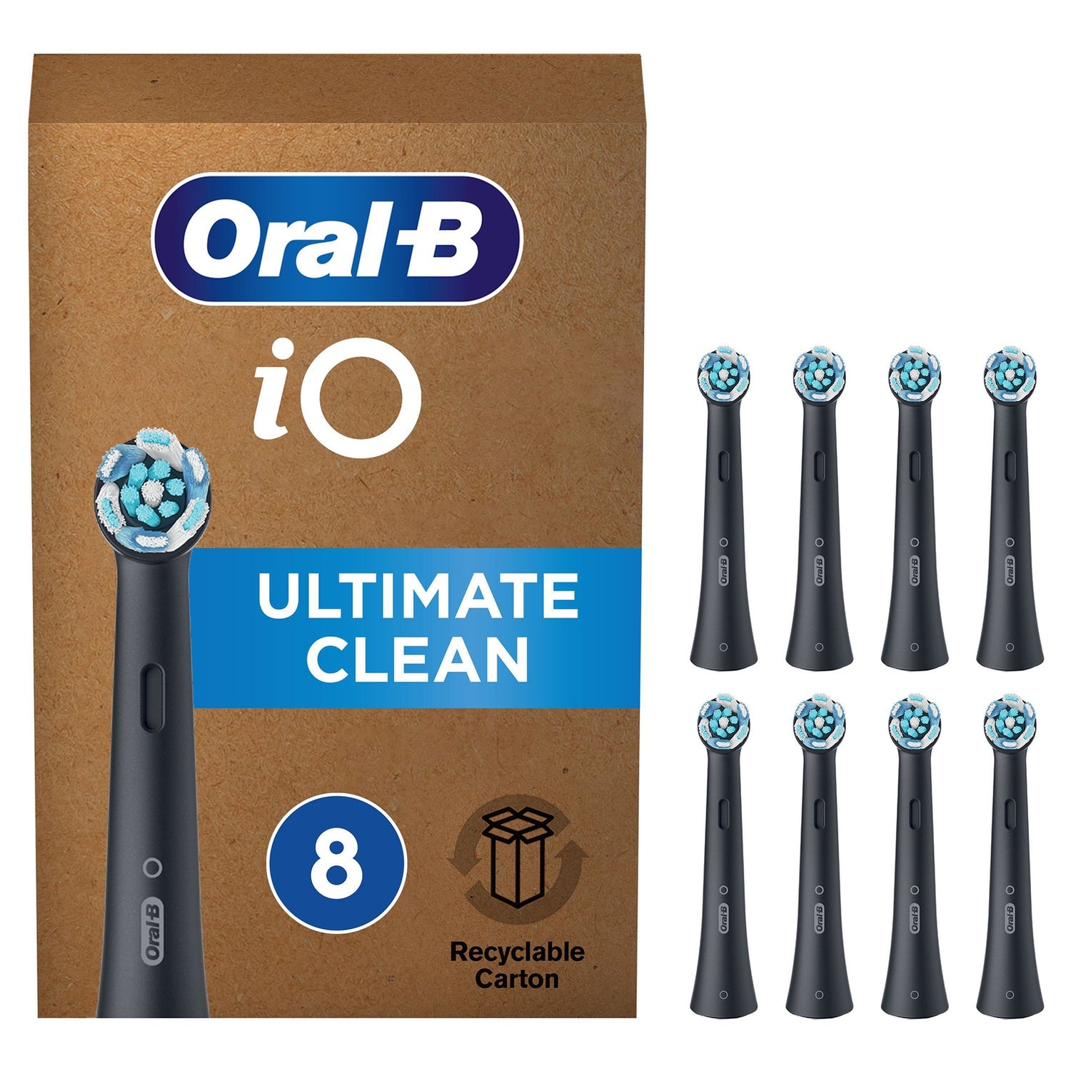 Oral B iO Ultimate Clean Black Brush Heads, 8 Pieces