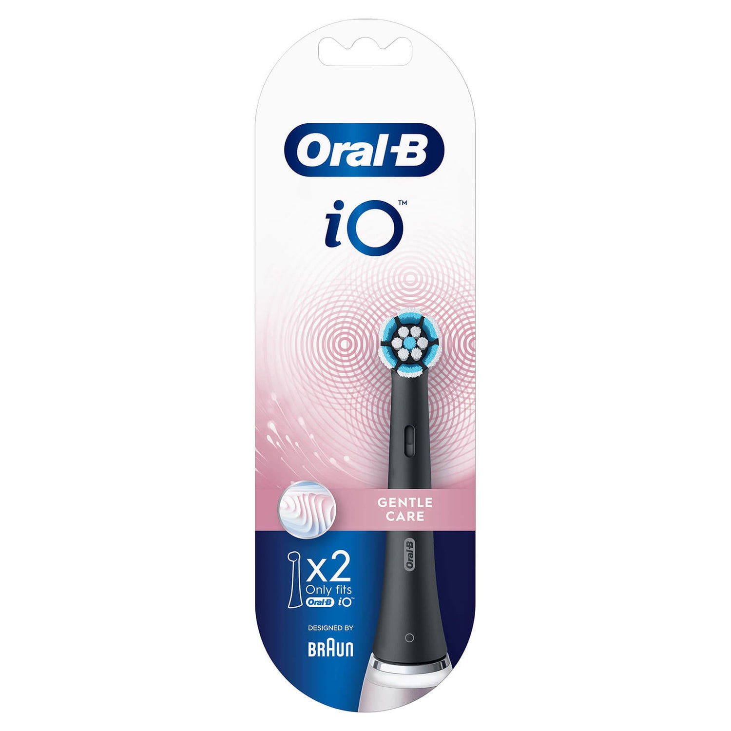 Oral-B iO Gentle Care Black Brush Heads, 2 Pieces