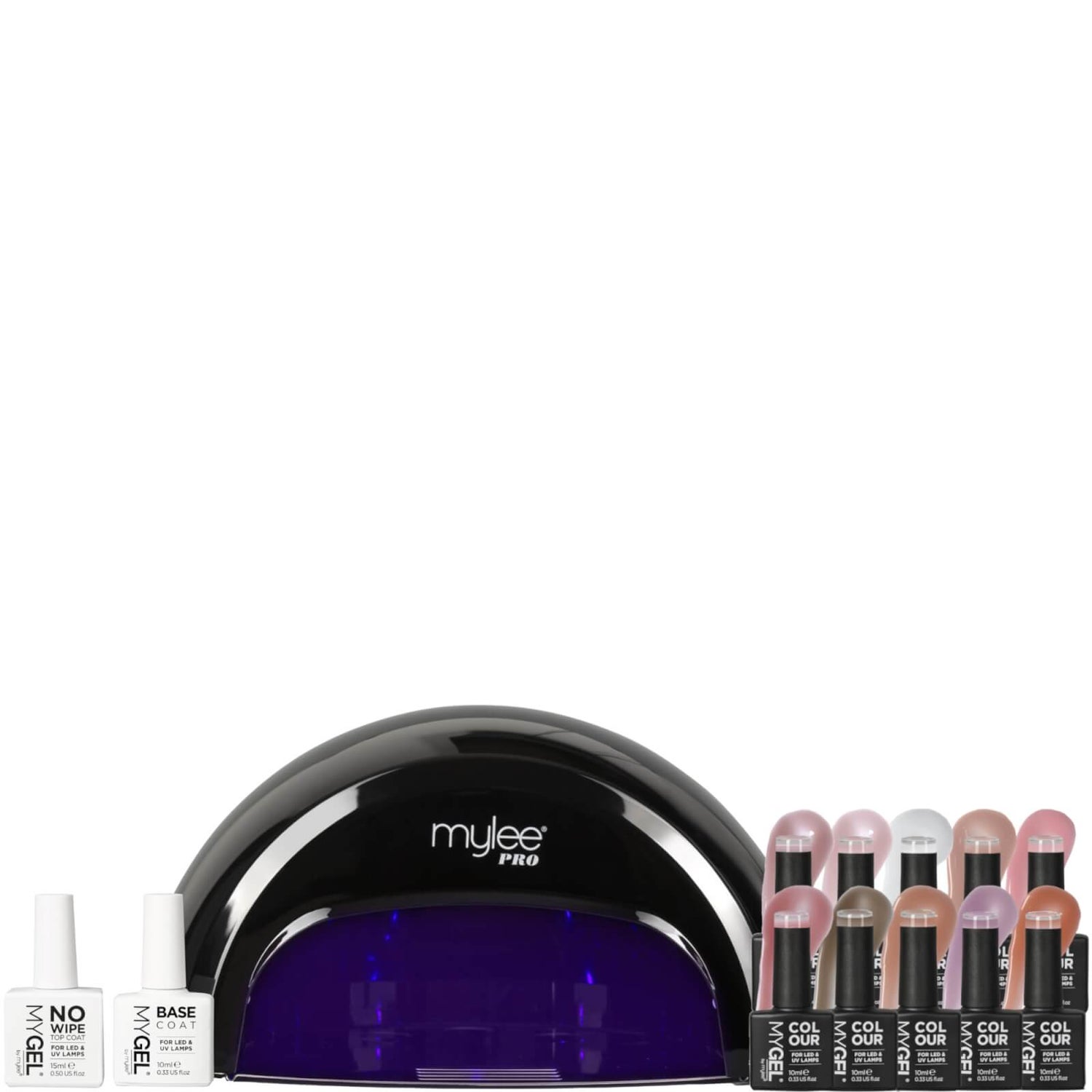 Mylee Black Convex Curing Lamp Kit Bundle with Send Nudes Collection