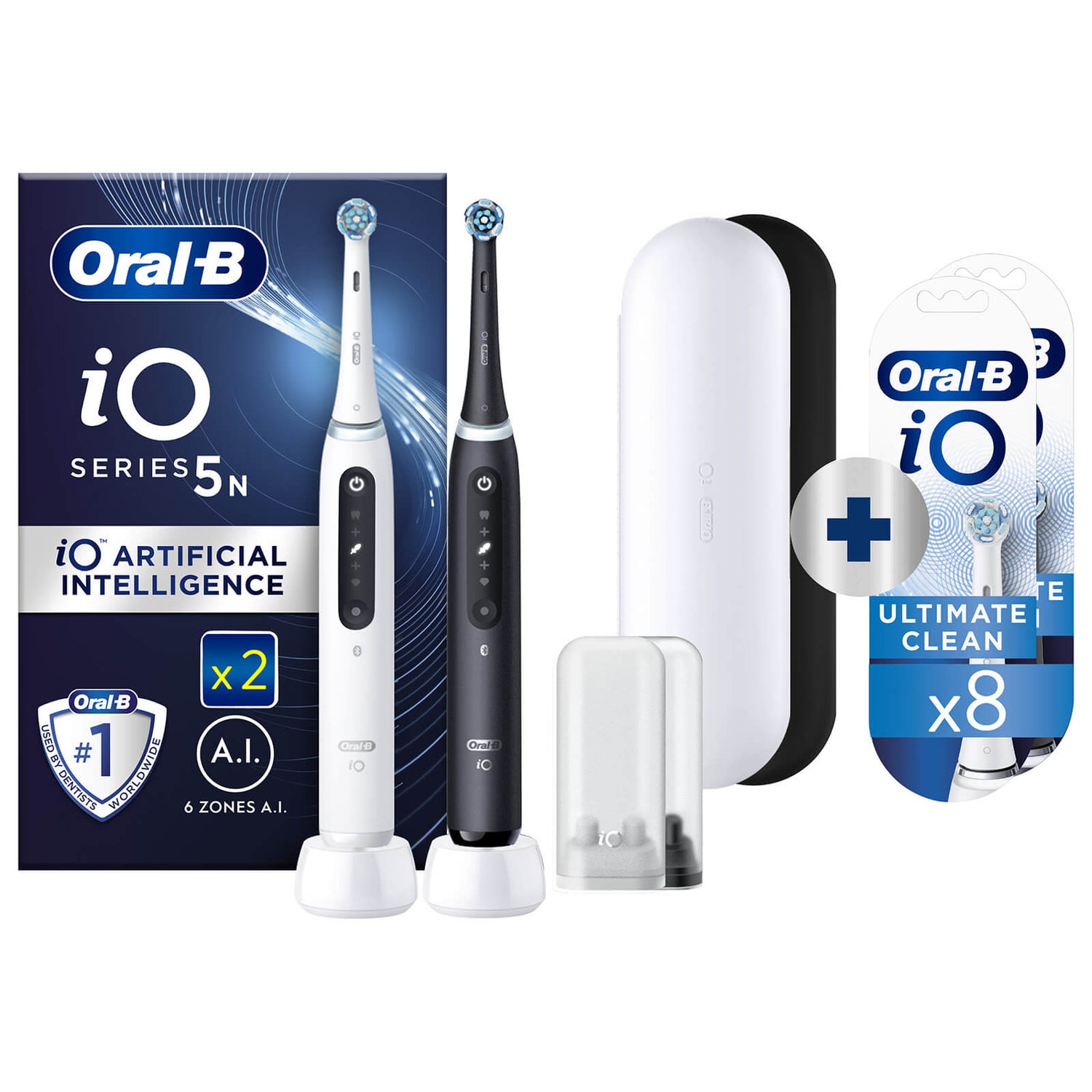 Oral-B iO Series 5 Elektrische Tandenborstel Duo-pak Wit & Zwart