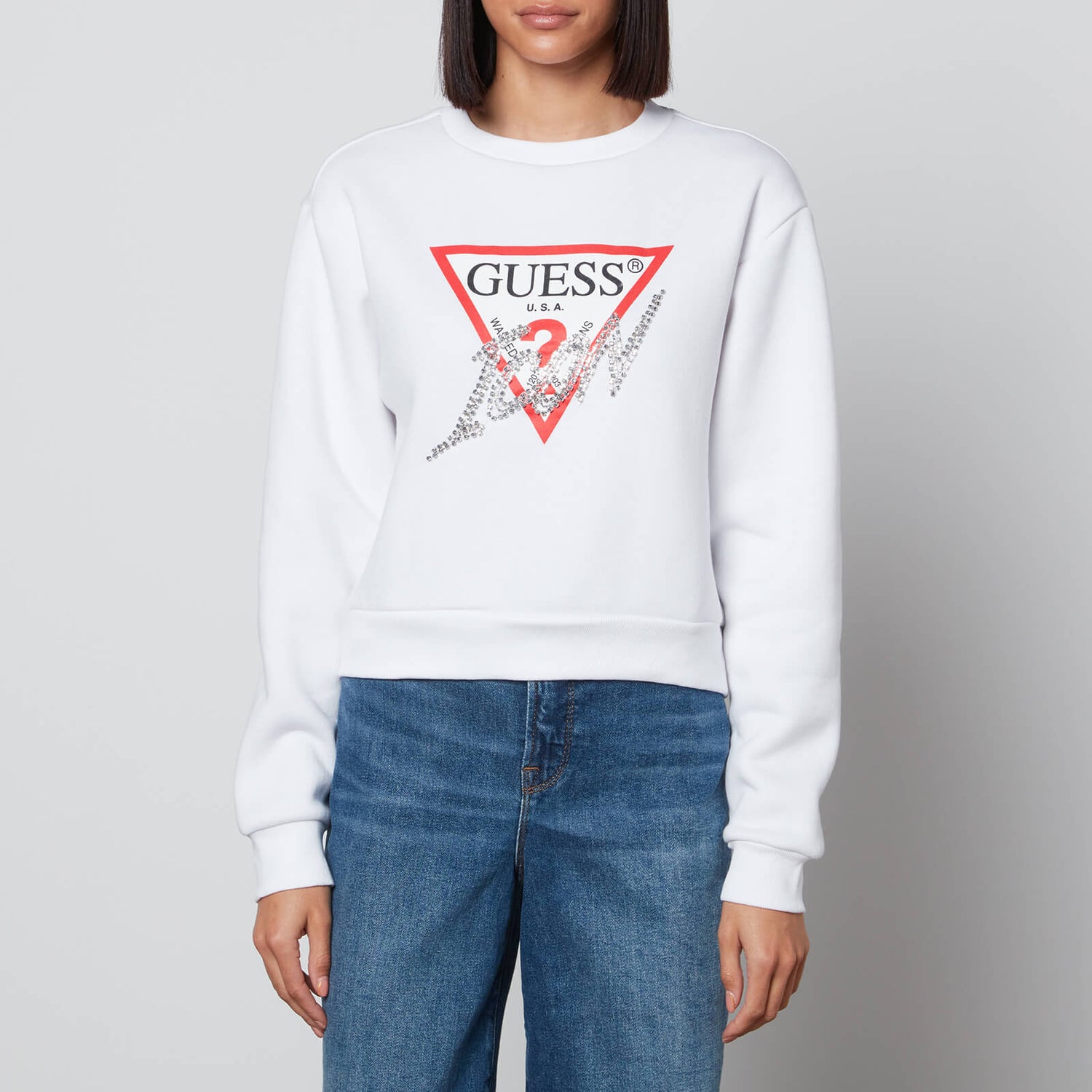 Guess Icon Embellished Cotton-Blend Jersey Sweatshirt - XS