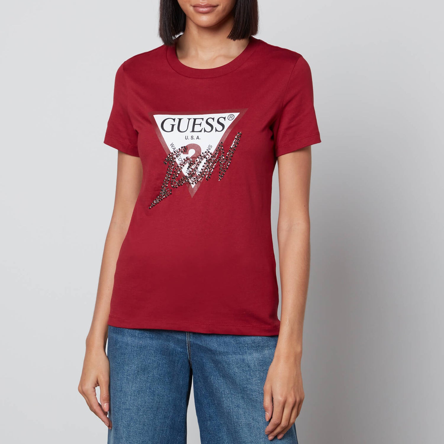 Guess Icon Embellished Cotton-Jersey T-Shirt - S