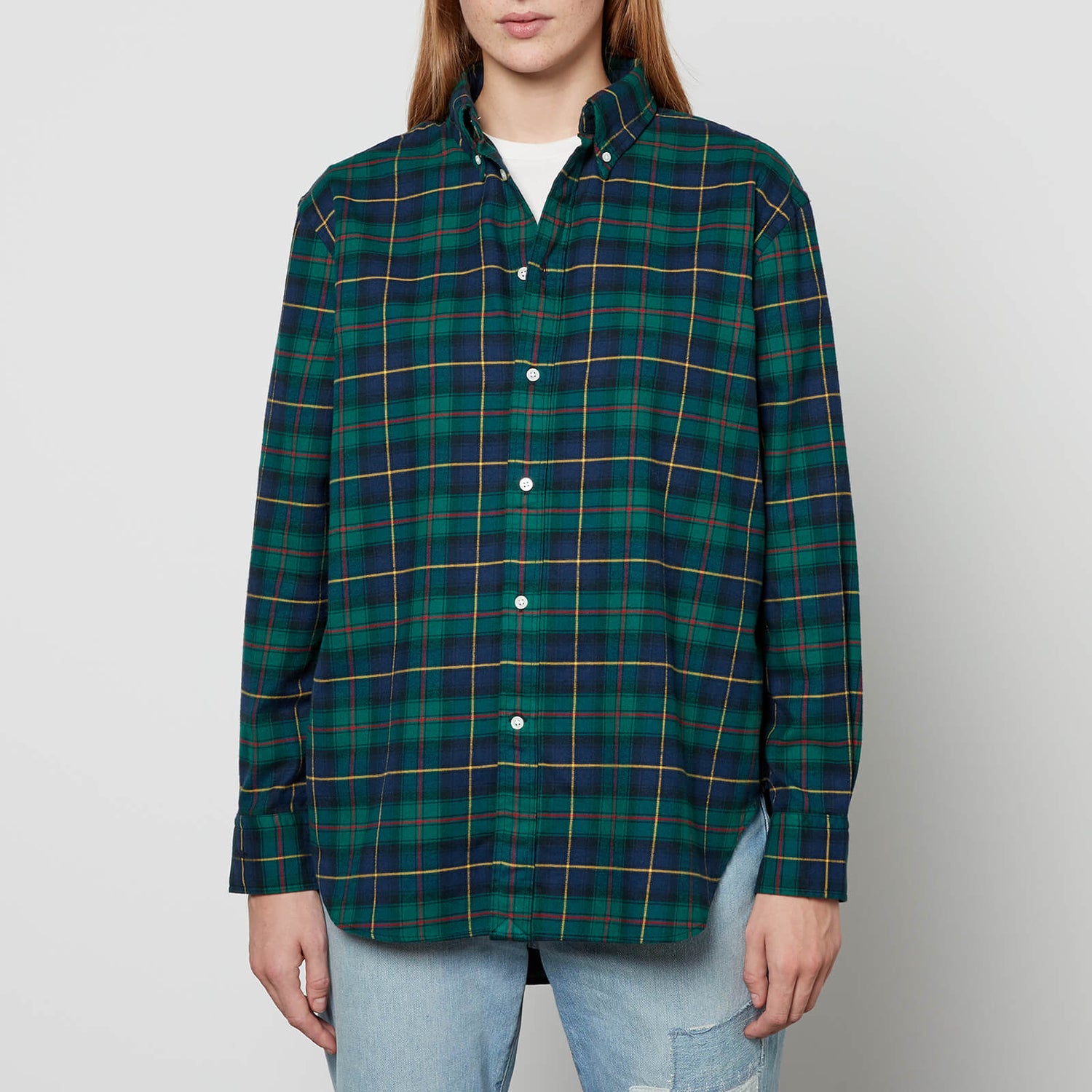 Polo Ralph Lauren Tartan Print Cotton-Fleece Shirt - XL