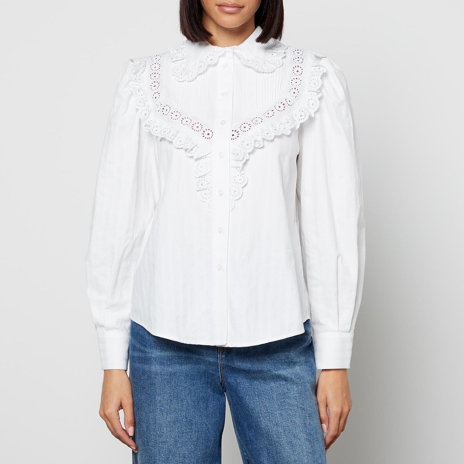 See By Chloé Embellished Organic Cotton-Jacquard Blouse