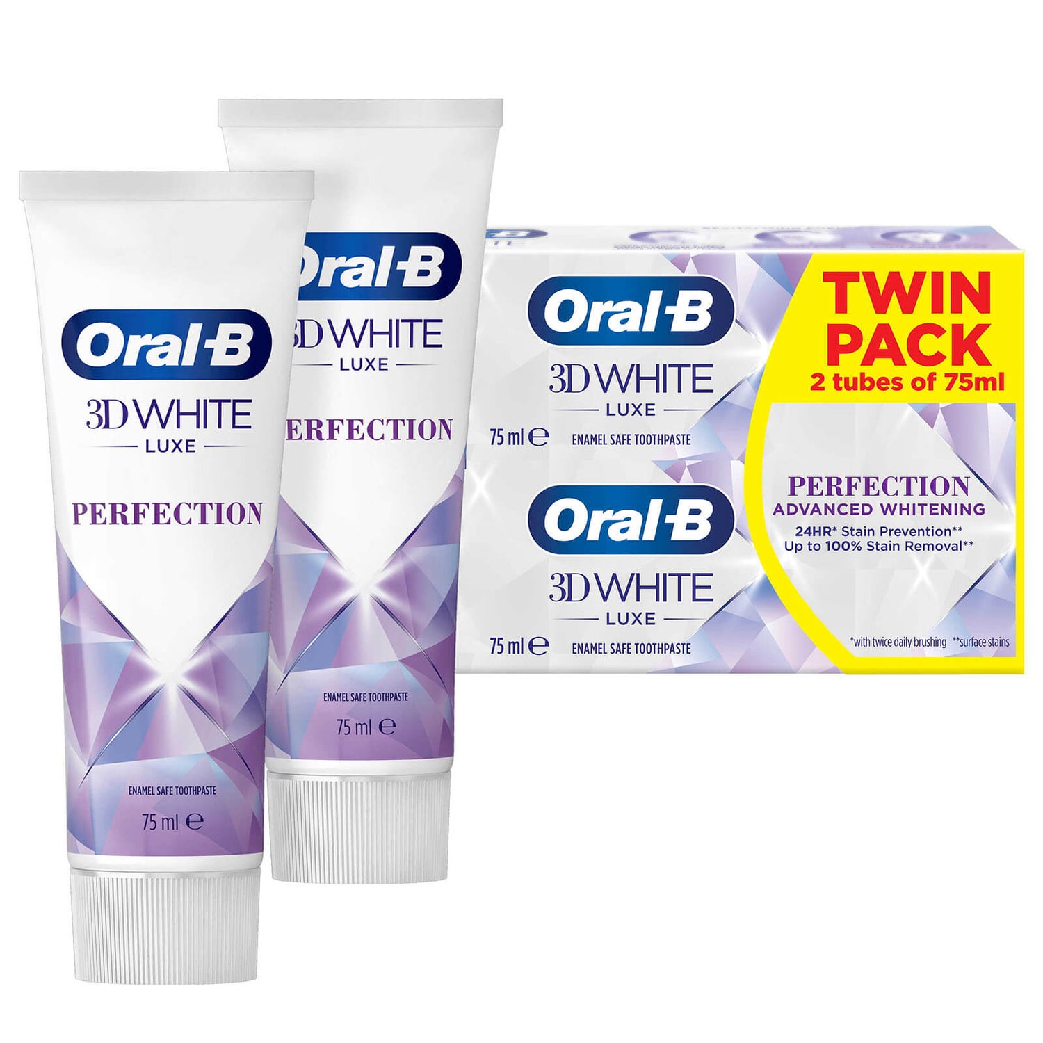 Oral-B 3D White Luxe Perfection Whitening Toothpaste Duo Pack 2X75ML