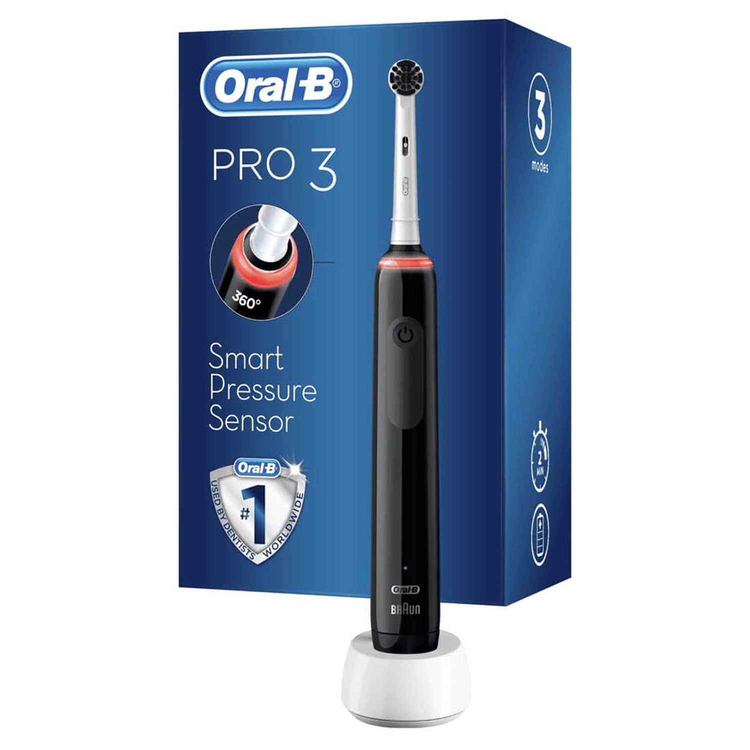 Oral B Pro 3000 - Black Electric Toothbrush with Charcoal Infused Bristles