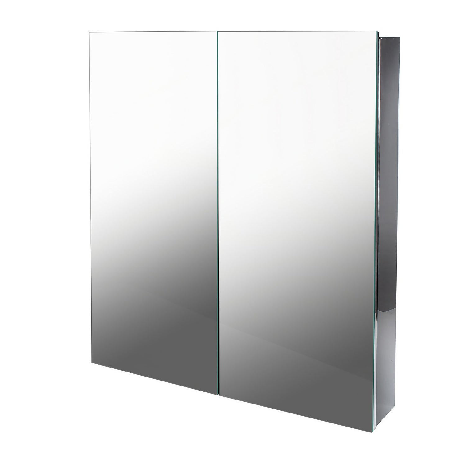Large Mirrored Bathroom Cabinet, Double Door - Stainless Steel