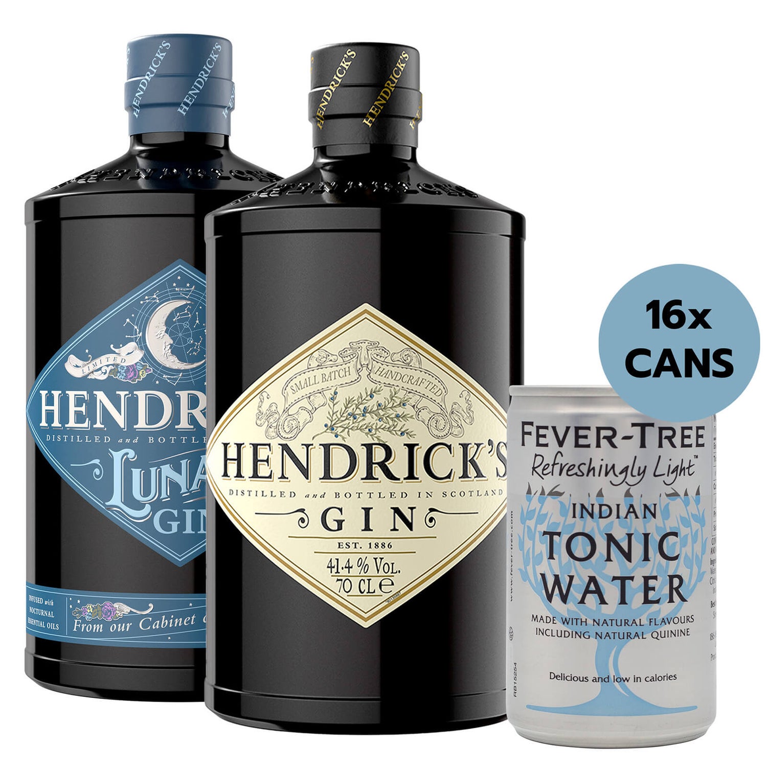 Hendrick's Lunar and Original Gin Duo & 16 Fever Tree Tonic Bundle