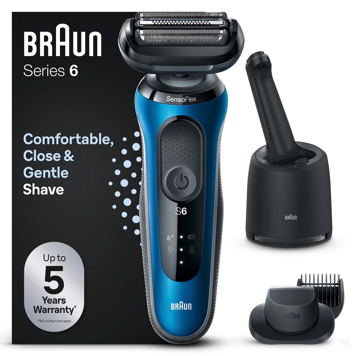 Braun Series 6 61-B7500cc Elektrorasierer Mit Barttrimmer, Reinigungsstation