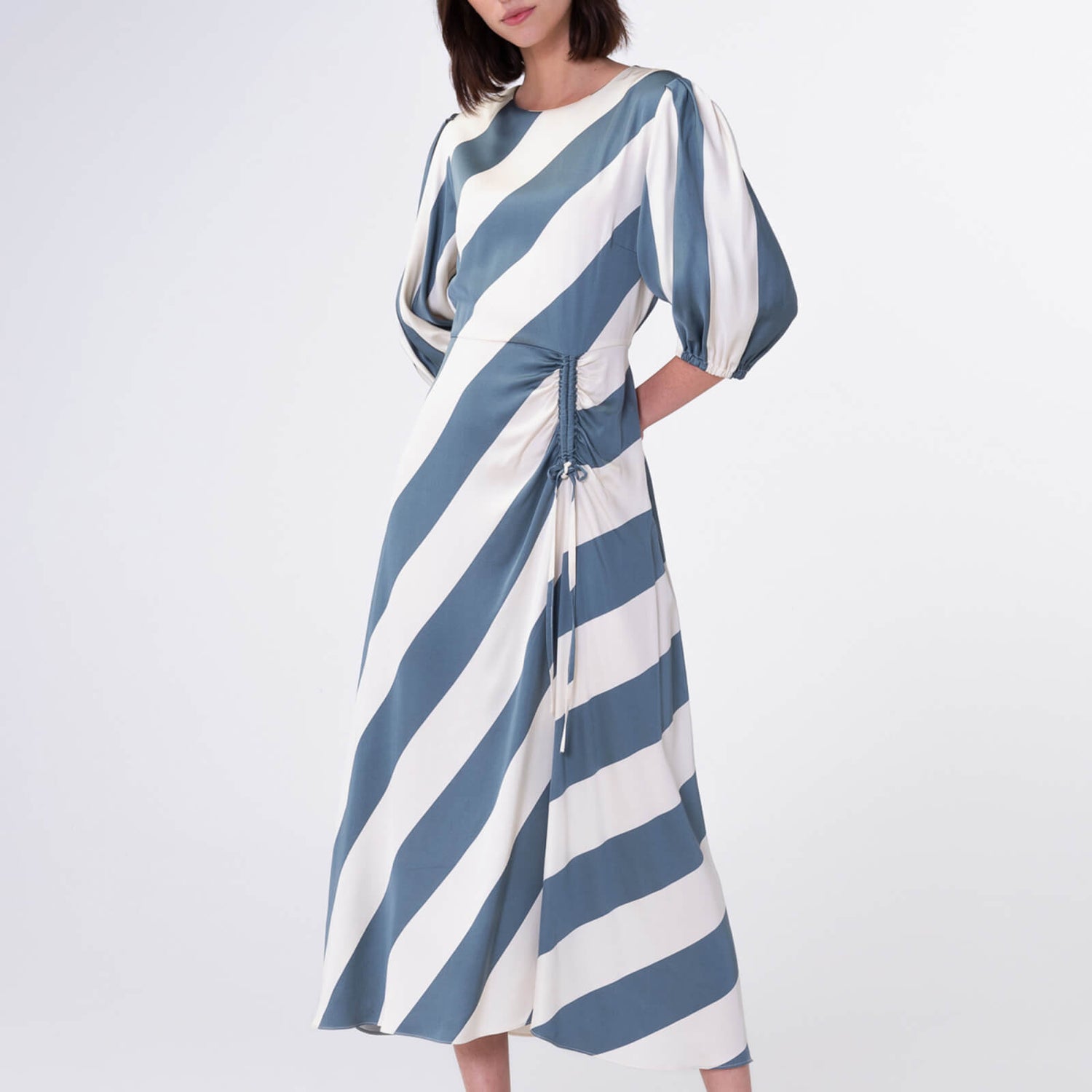 Aligne Getson Humbug Stripe Satin Midi Dress