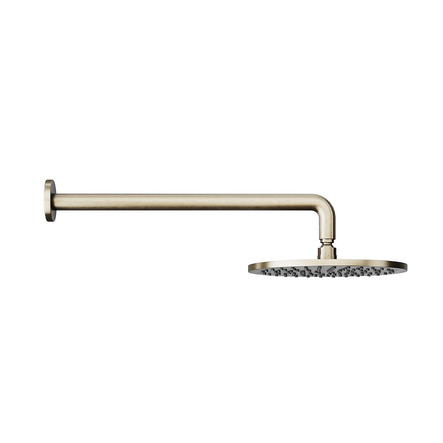 Brushed Nickel 250mm Round Shower Head with Wall Arm