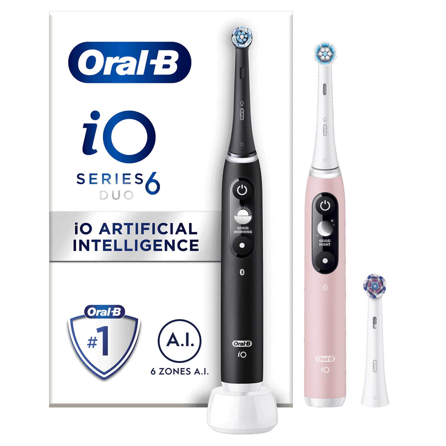 Oral B iO Series 6 Black - Pink Sand Electric Toothbrushes Duo Pack