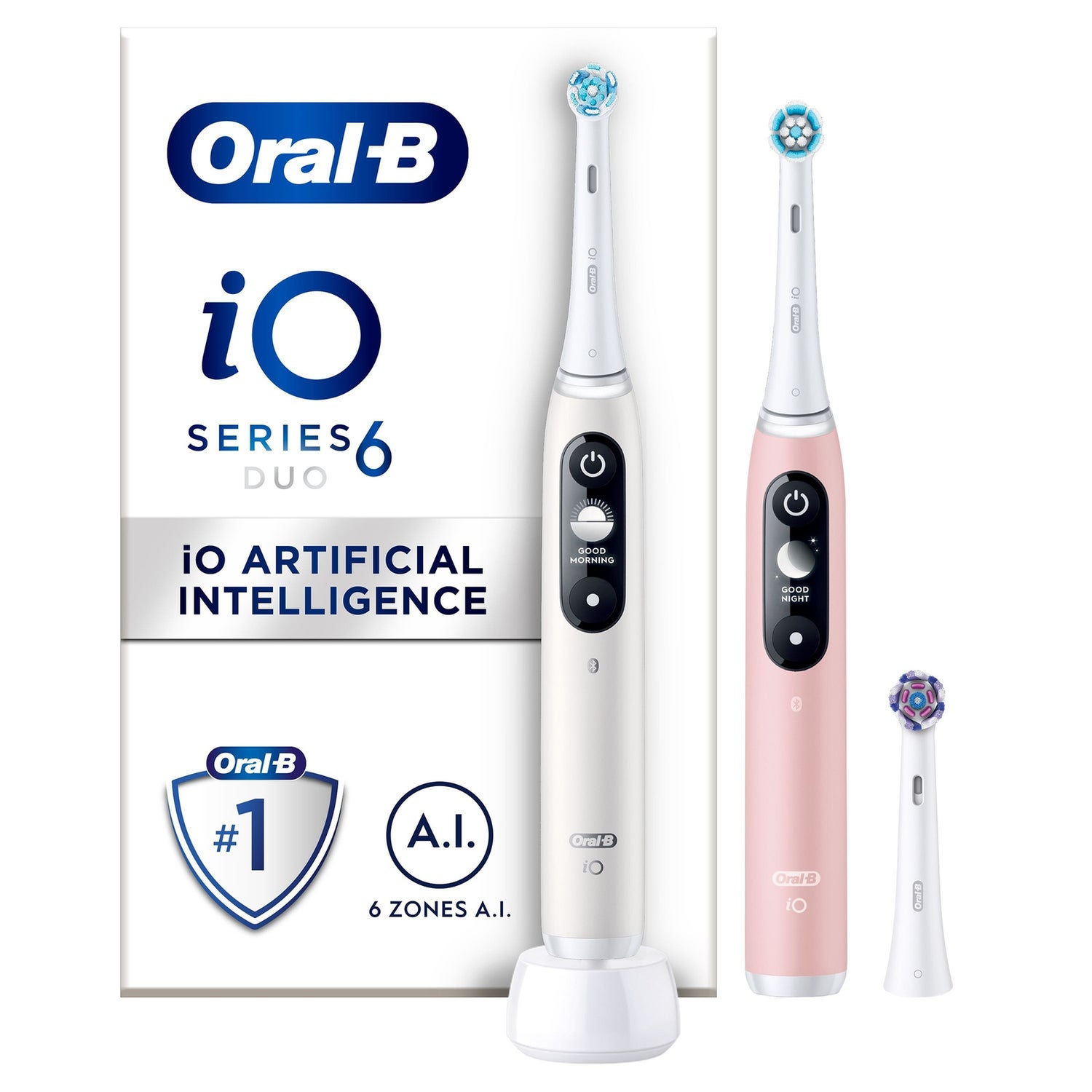 Oral-B iO 6 Elektrische Tandenborstel Wit & Roze Duoverpakking