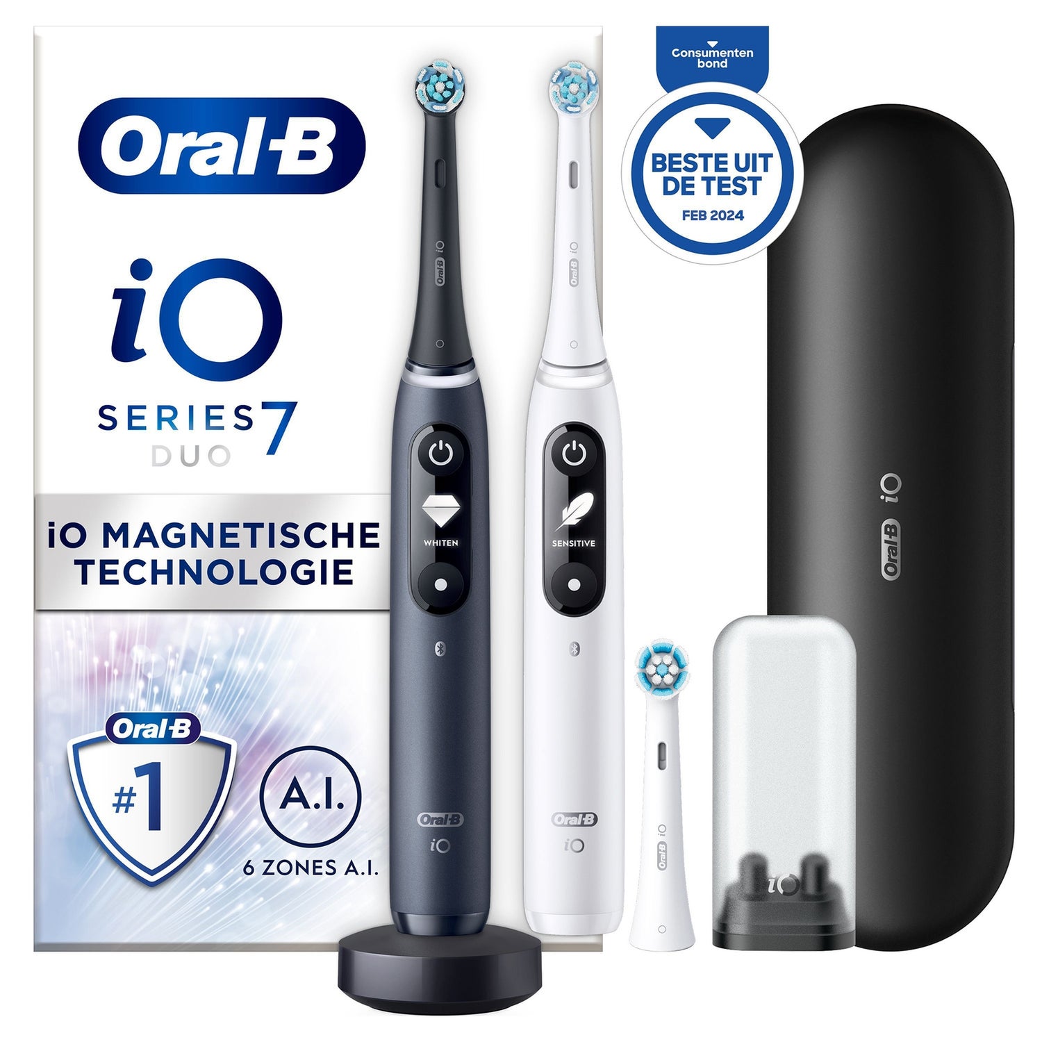 Oral-B iO 7 Elektrische Tandenborstels Zwart & Wit Duoverpakking