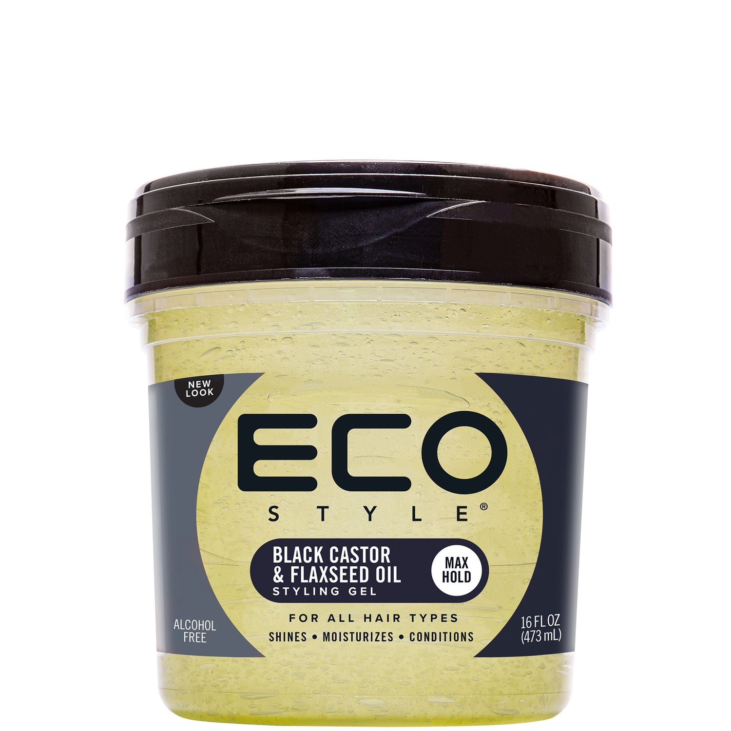 EcoStyle Zwart Castor en Vlaszaadolie Stylinggel 473 ml