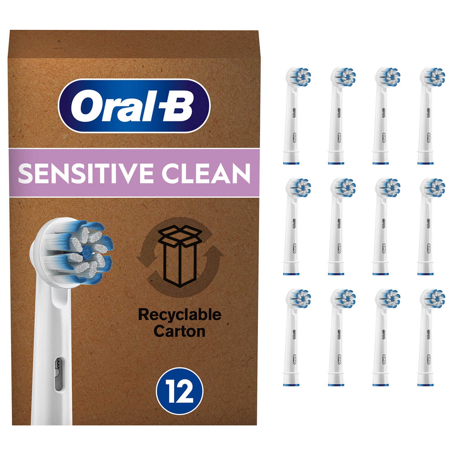 Oral-B Sensitive Clean Aufsteckbürsten für elektrische Zahnbürste, briefkastenfähige Verpackung, 12 Stück