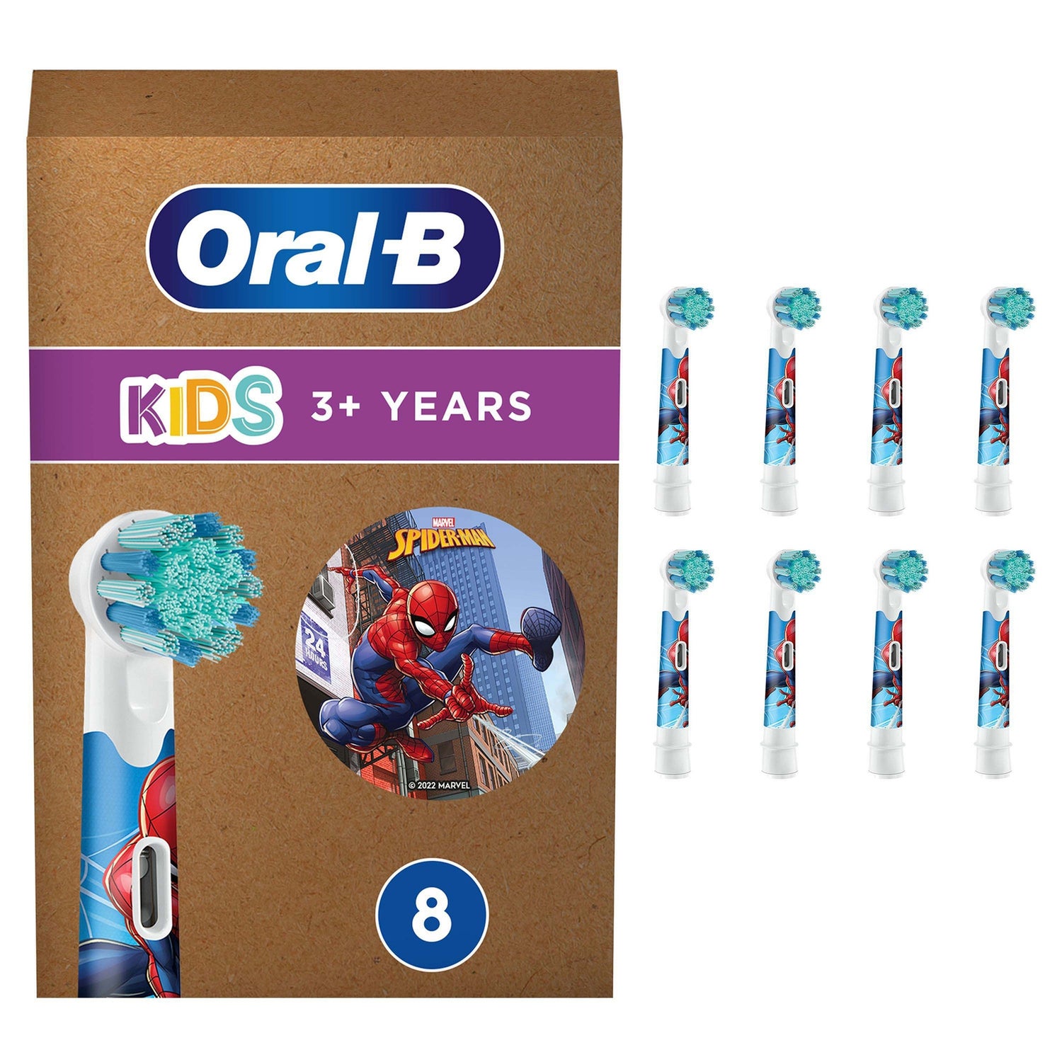 Oral-B Kids Spiderman Toothbrush Heads – Pack of 8