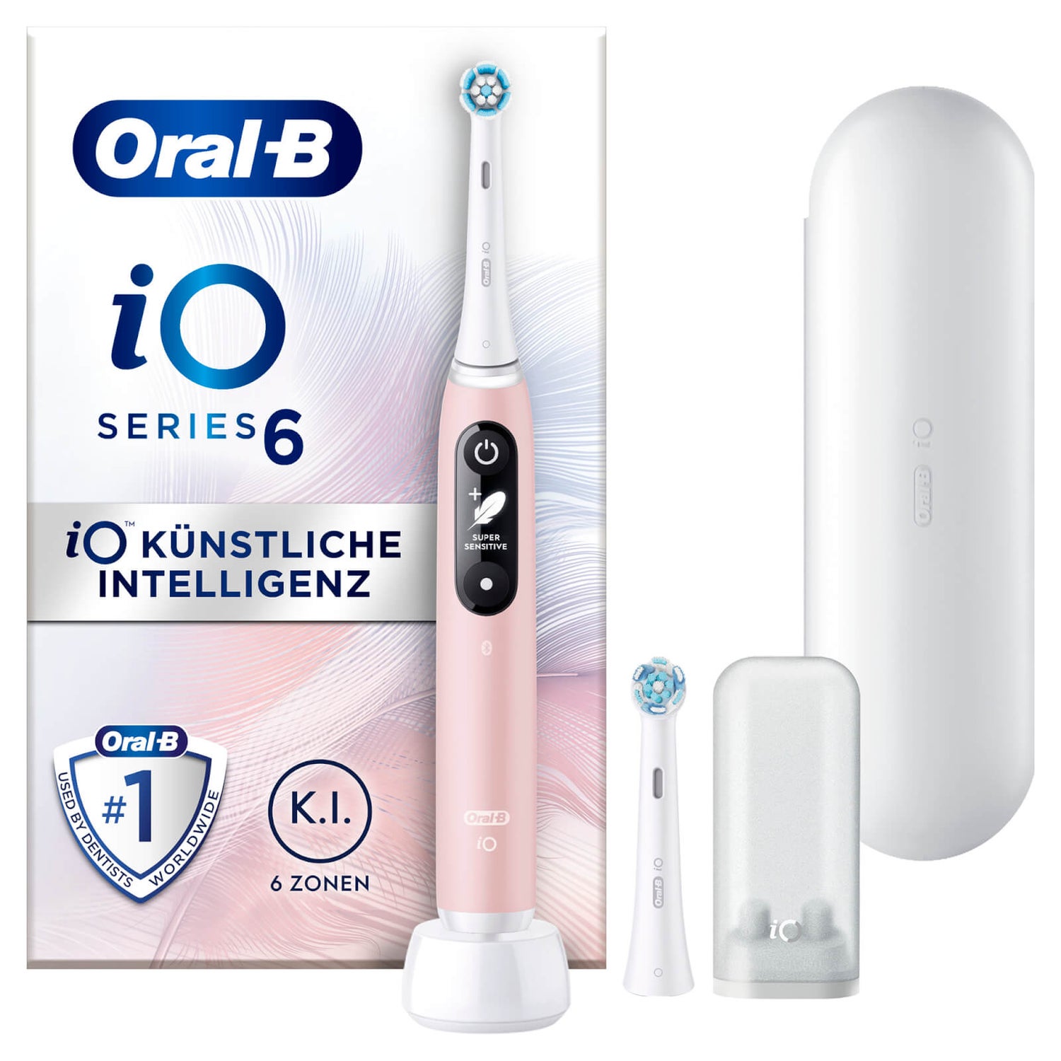 Oral-B iO Series 6 Elektrische Zahnbürste, Reiseetui, Pink Sand