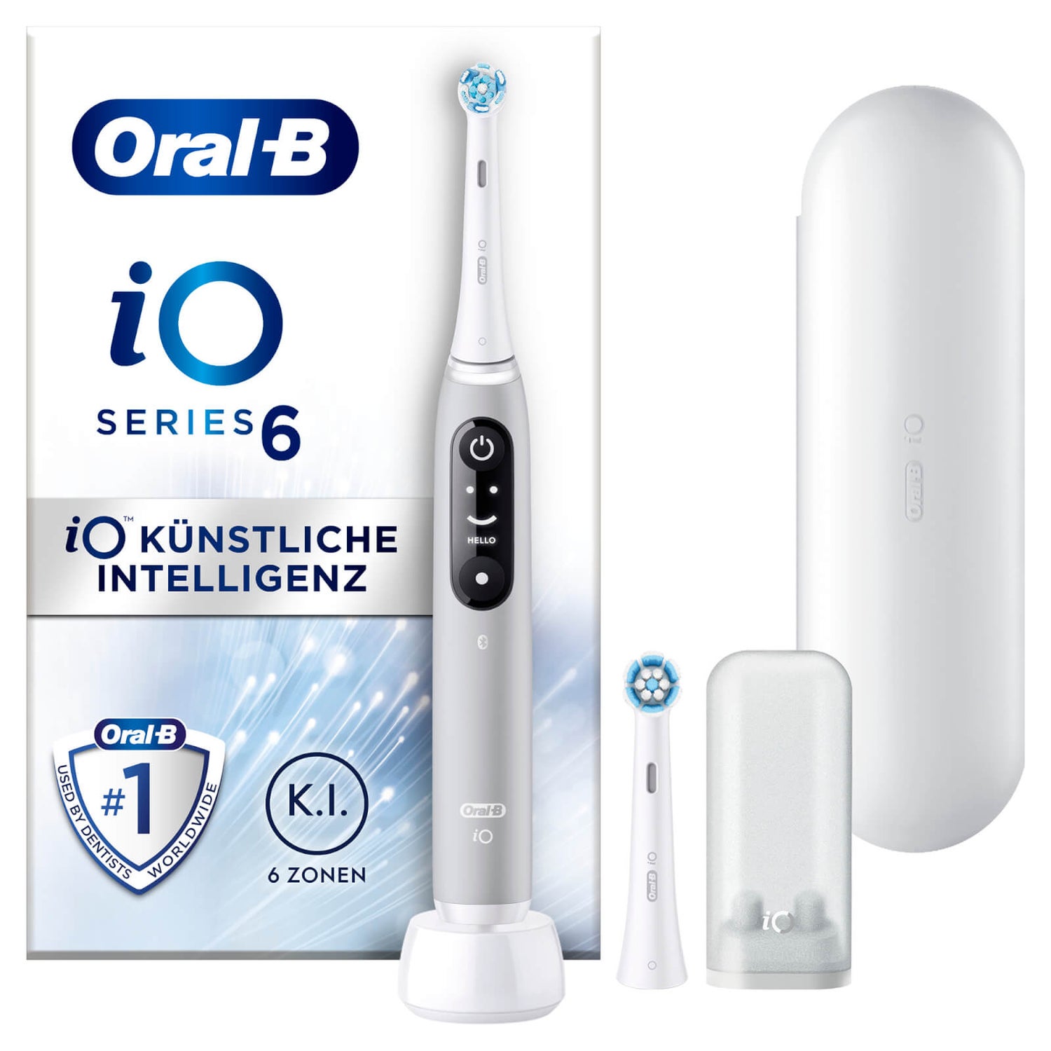 [Zahnarztpraxis-Angebot] Oral-B iO Series 6 Elektrische Zahnbürste, Reiseetui, Grey Opal