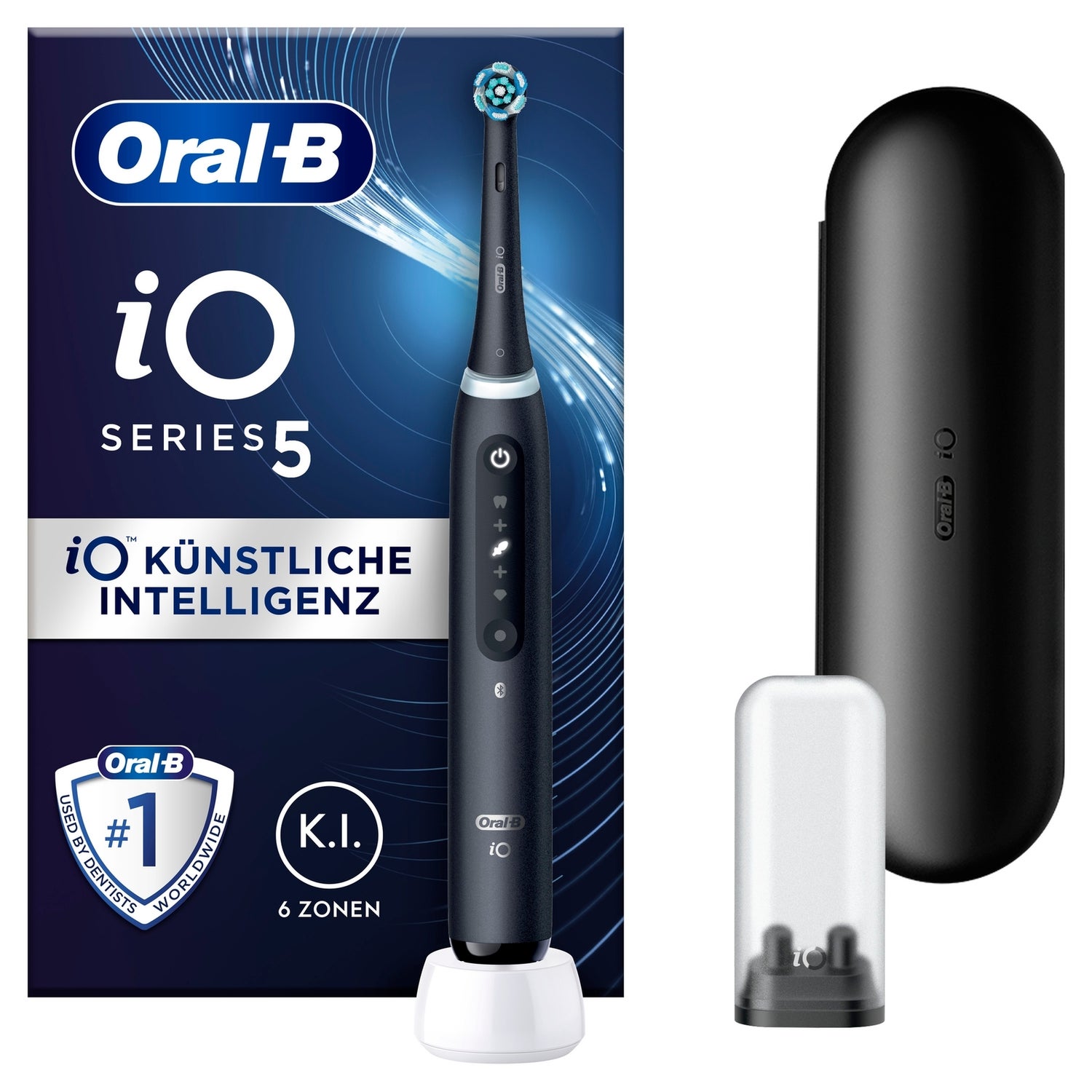 Oral-B iO Series 5 Elektrische Zahnbürste, Reiseetui, Matt Black