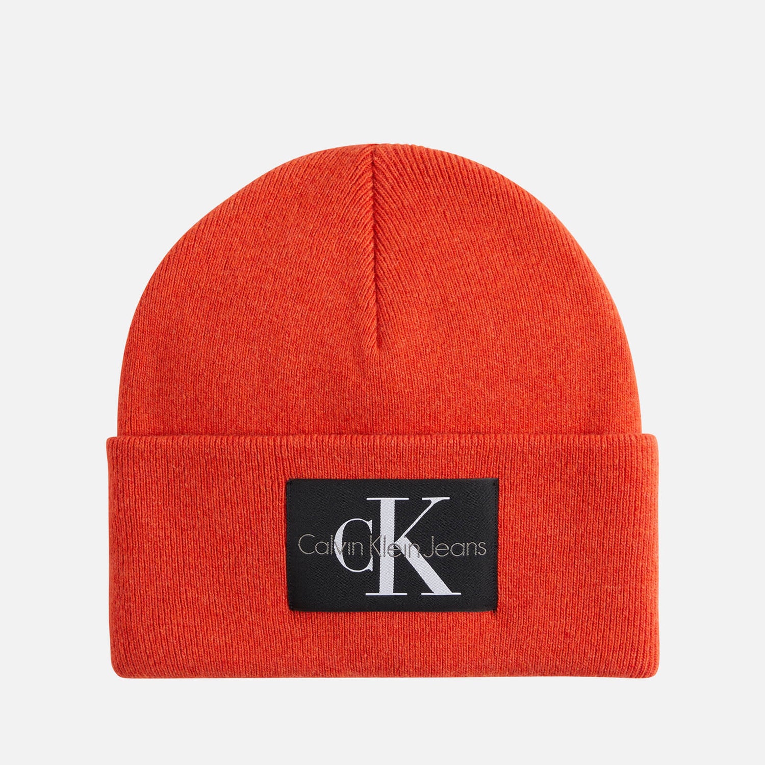 Calvin Klein Jeans Non-Rib Logo-Patched Rib-Knitted Beanie